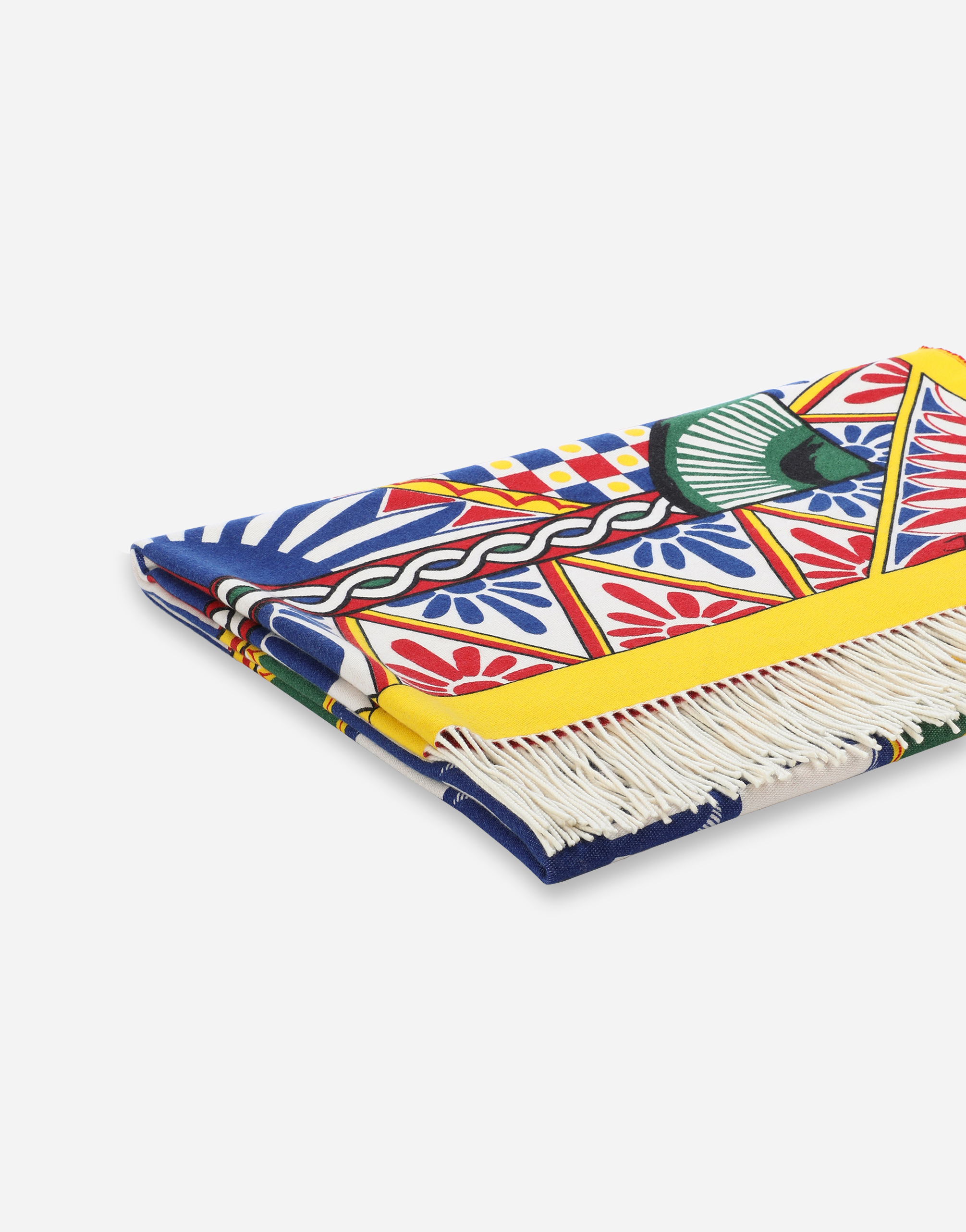 Dolce & Gabbana Cashmere Jacquard Blanket In Multicolor