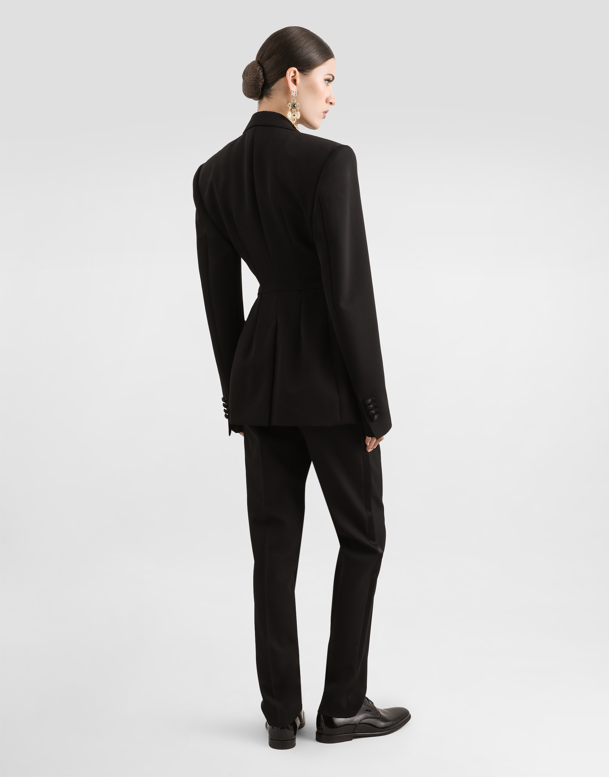 Dolce & Gabbana Tailored Woolen Tuxedo Pants In Black