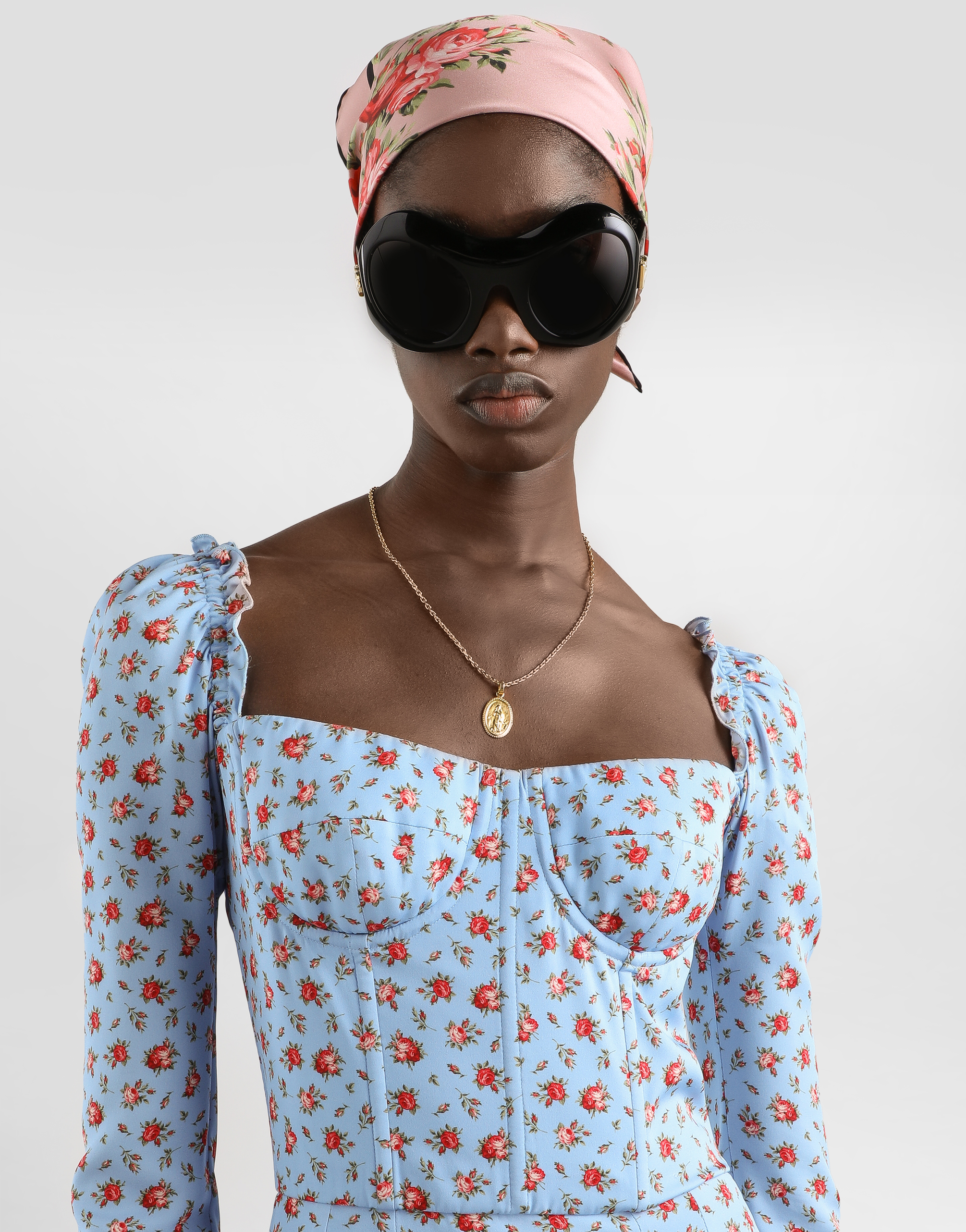 Dolce & Gabbana Dolce  Gabbana Floral Printed Mini Dress In Blue
