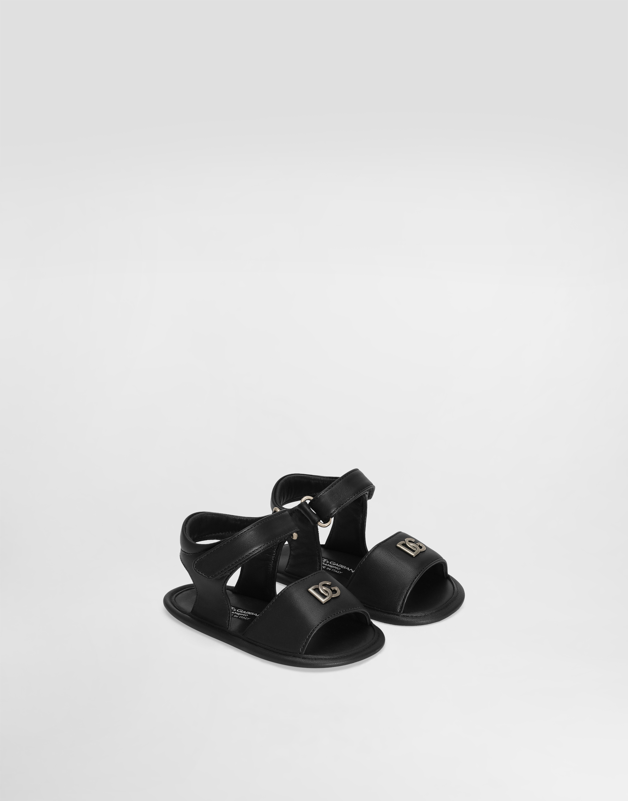  Dolce & Gabbana Dolce & Gabbana Lambskin Nappa Sandals With Dg Logo - Woman Newborn Girls' Shoes (16-20) Blue Leather 17 