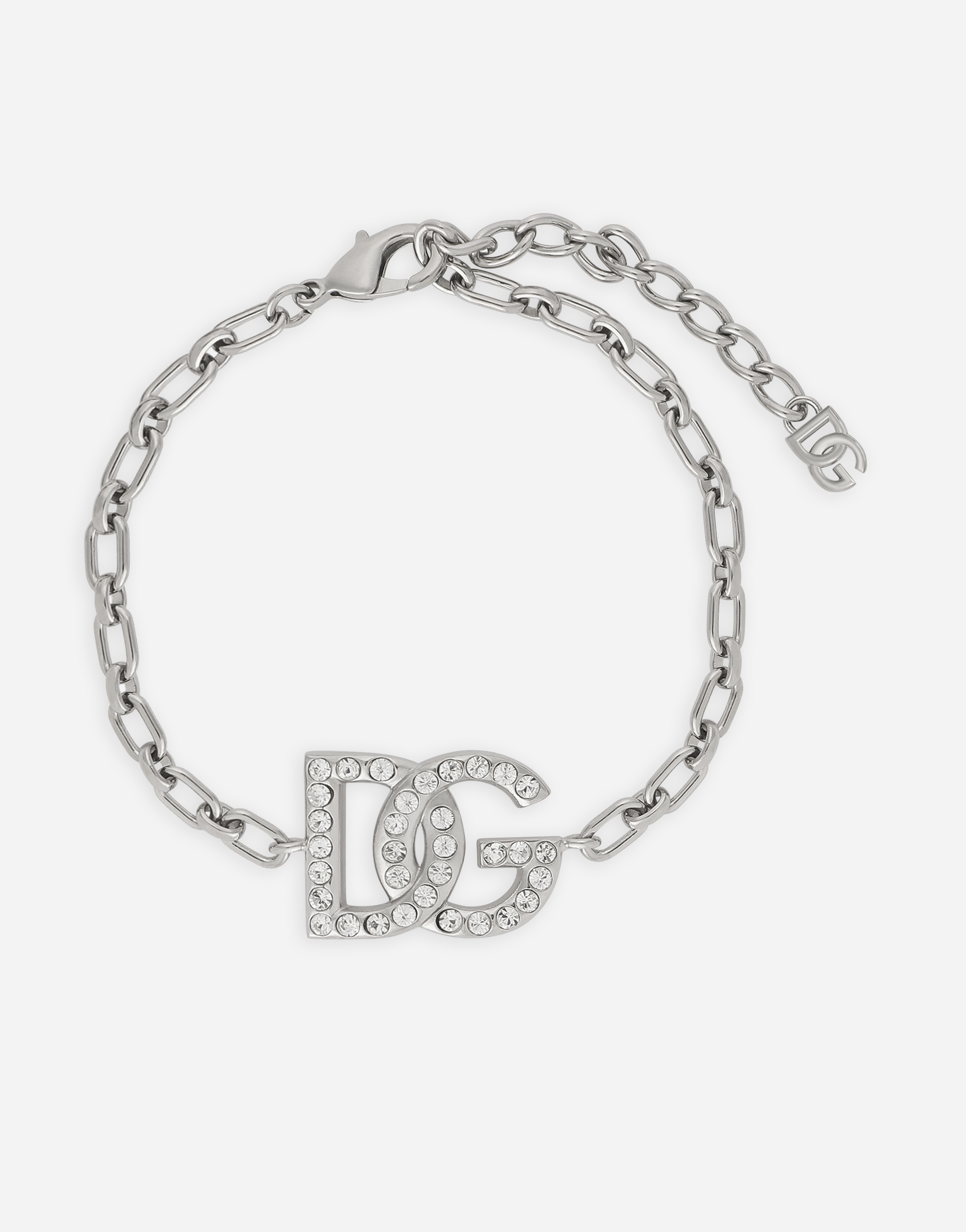 Dolce & Gabbana Link Bracelet With Dg Logo In Silver