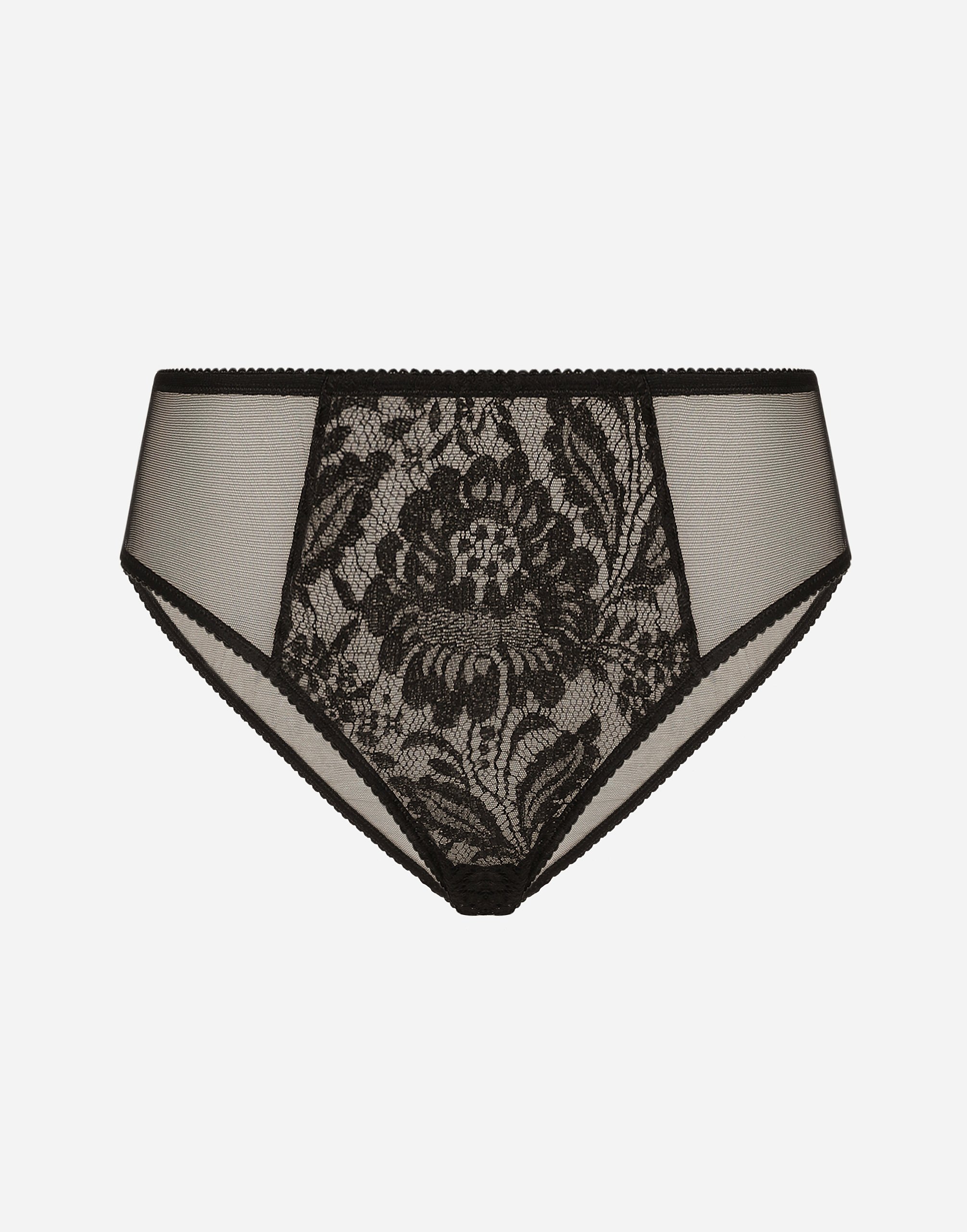 Dolce & Gabbana Floral-lace Virgin Wool Briefs In ブラック