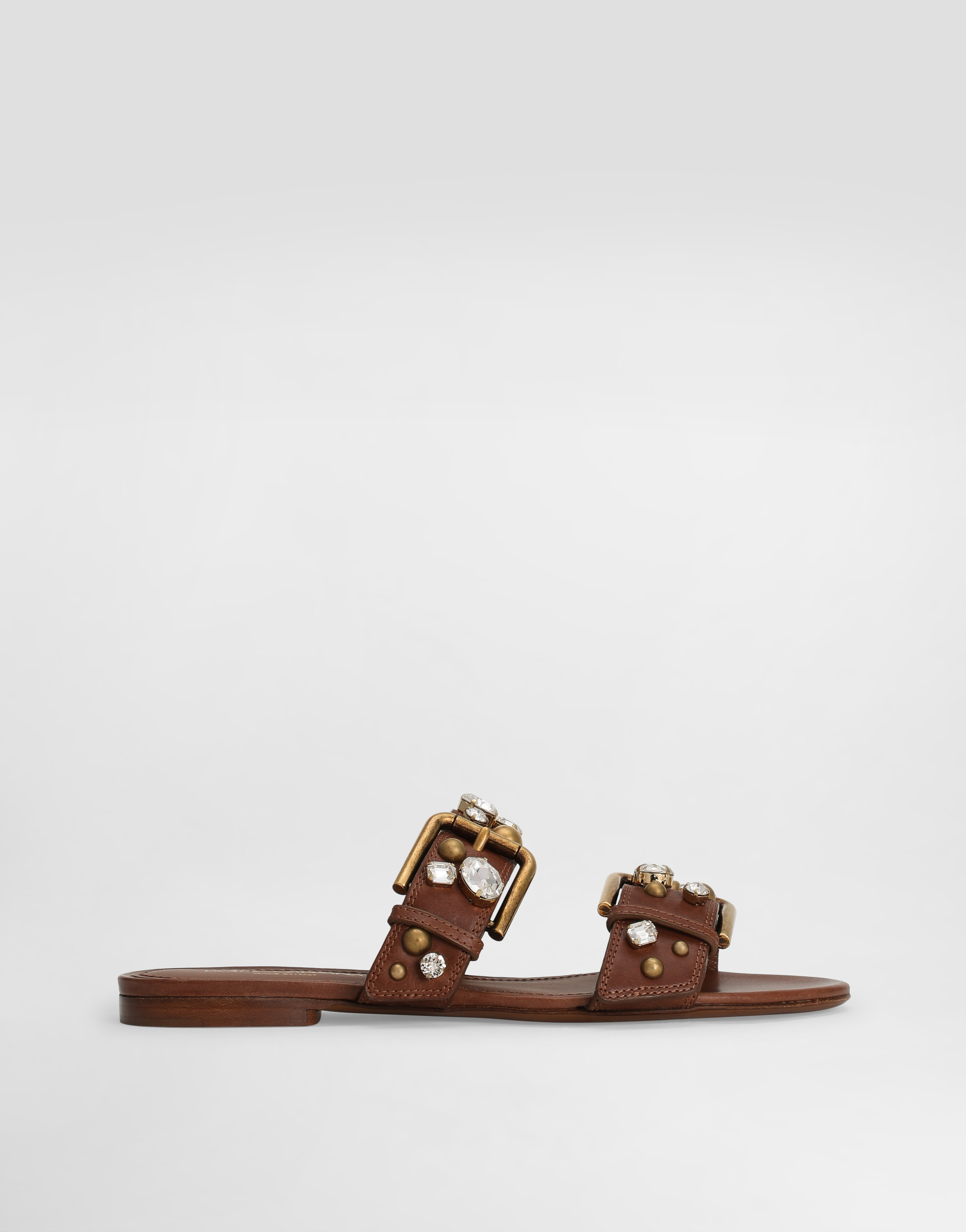 Cowhide embellished flat slippers in Multicolor for Women