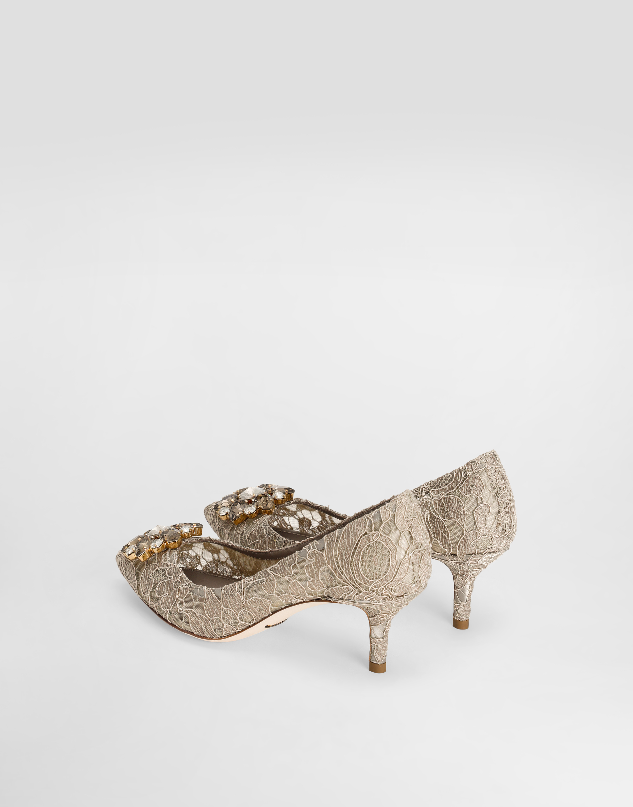  Dolce & Gabbana Dolce & Gabbana Lace Rainbow Pumps With Brooch Detailing - Woman Pumps And Slingback Beige Lace 39.5 