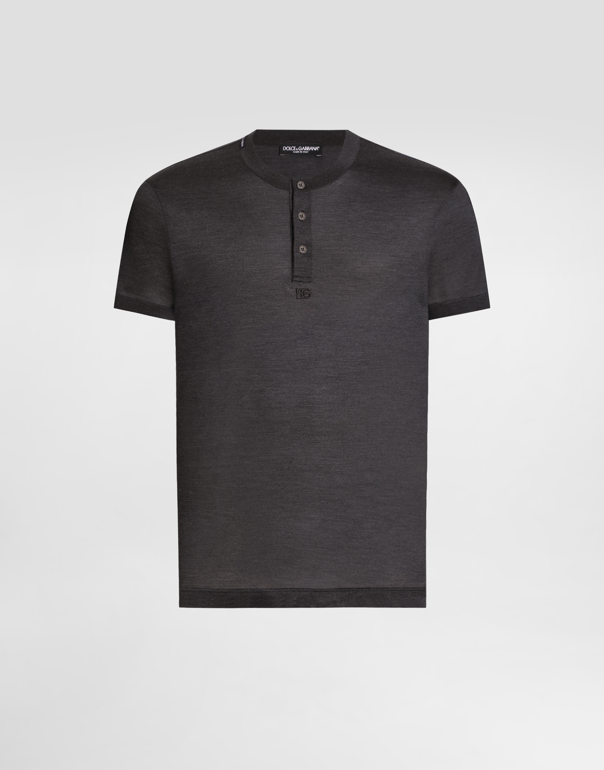 Serafino silk t-shirt with embroidery