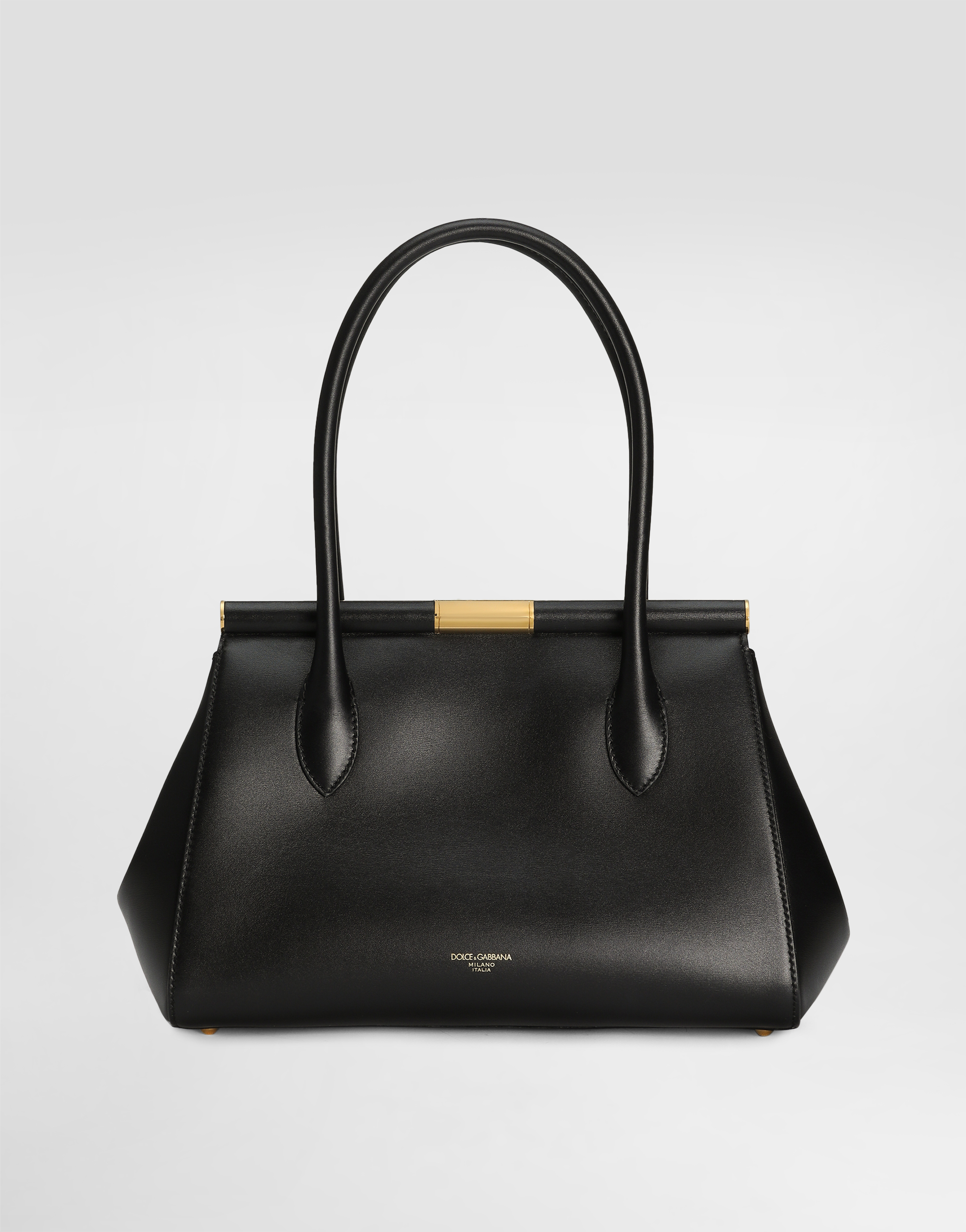 Dolce & Gabbana Marlene Everyday Shoulder Bag In Grained Leather In Black