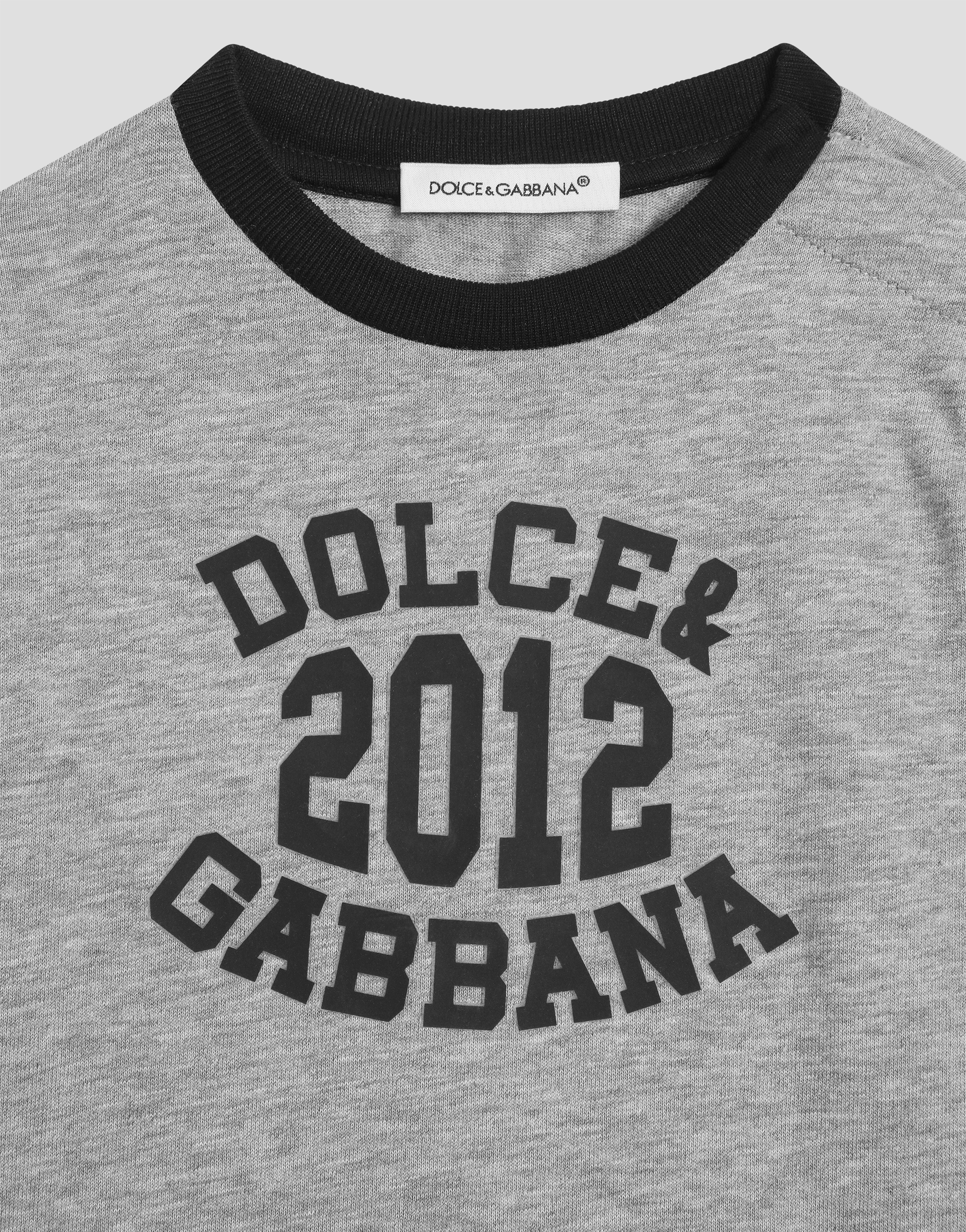  Dolce & Gabbana T-shirt En Jersey à Manches Courtes Et Imprimé - Homme Manteaux Et Hauts Gris 6/9 Months 
