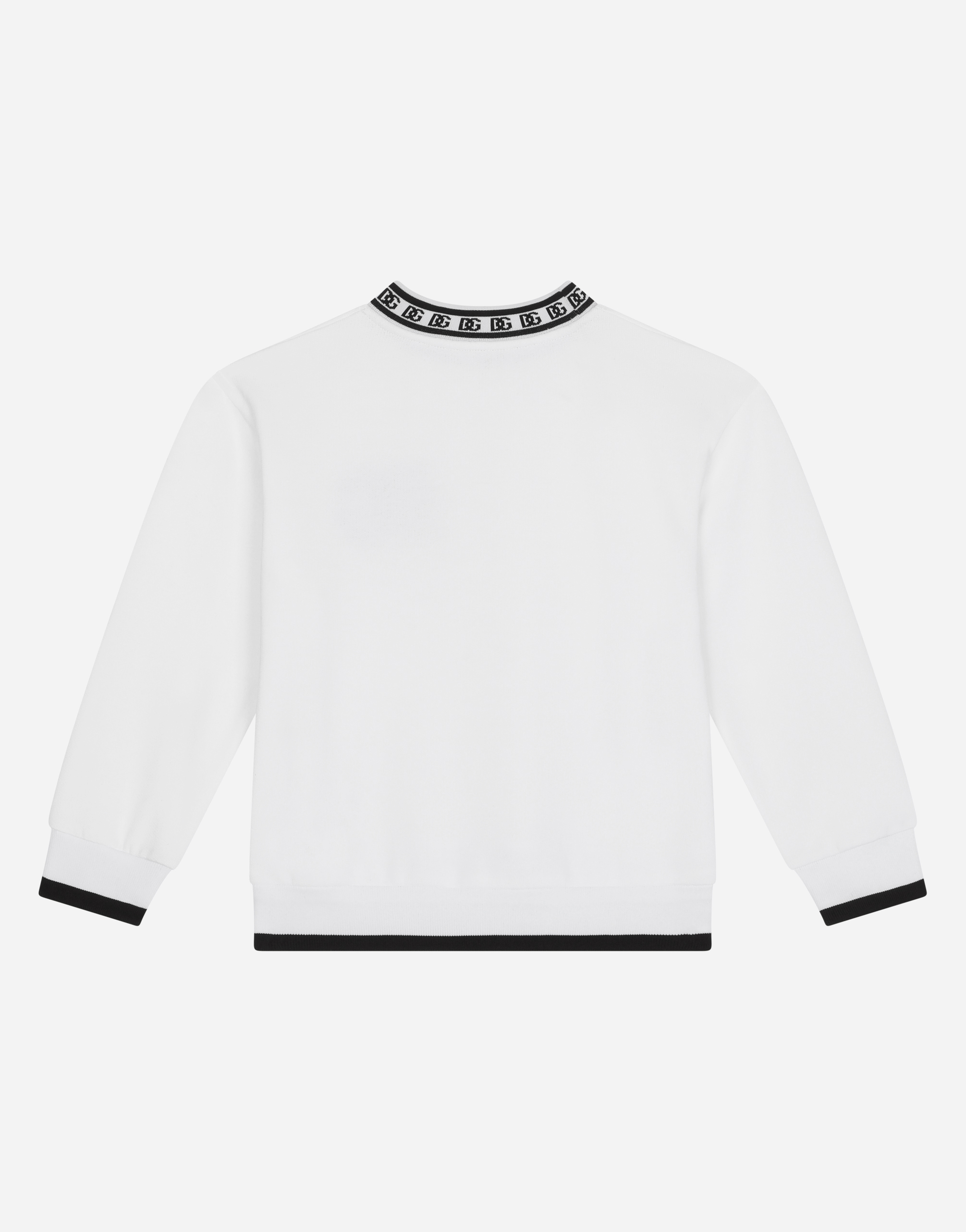 Shop Dolce & Gabbana Jersey Round-neck Sweatshirt With Dg Logo Print In White
