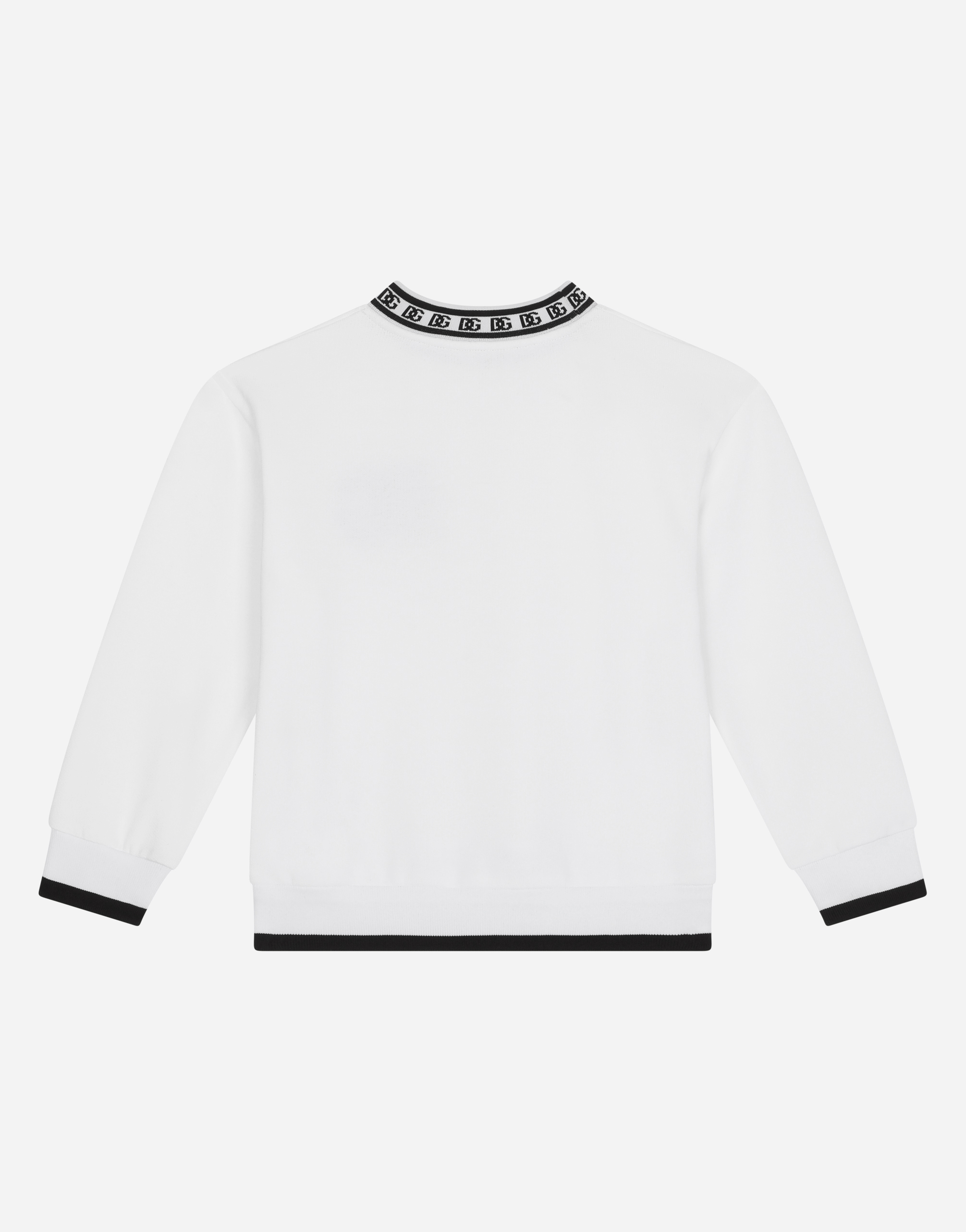 Dolce & Gabbana Jersey Round-neck Sweatshirt With Dg Logo Print In White
