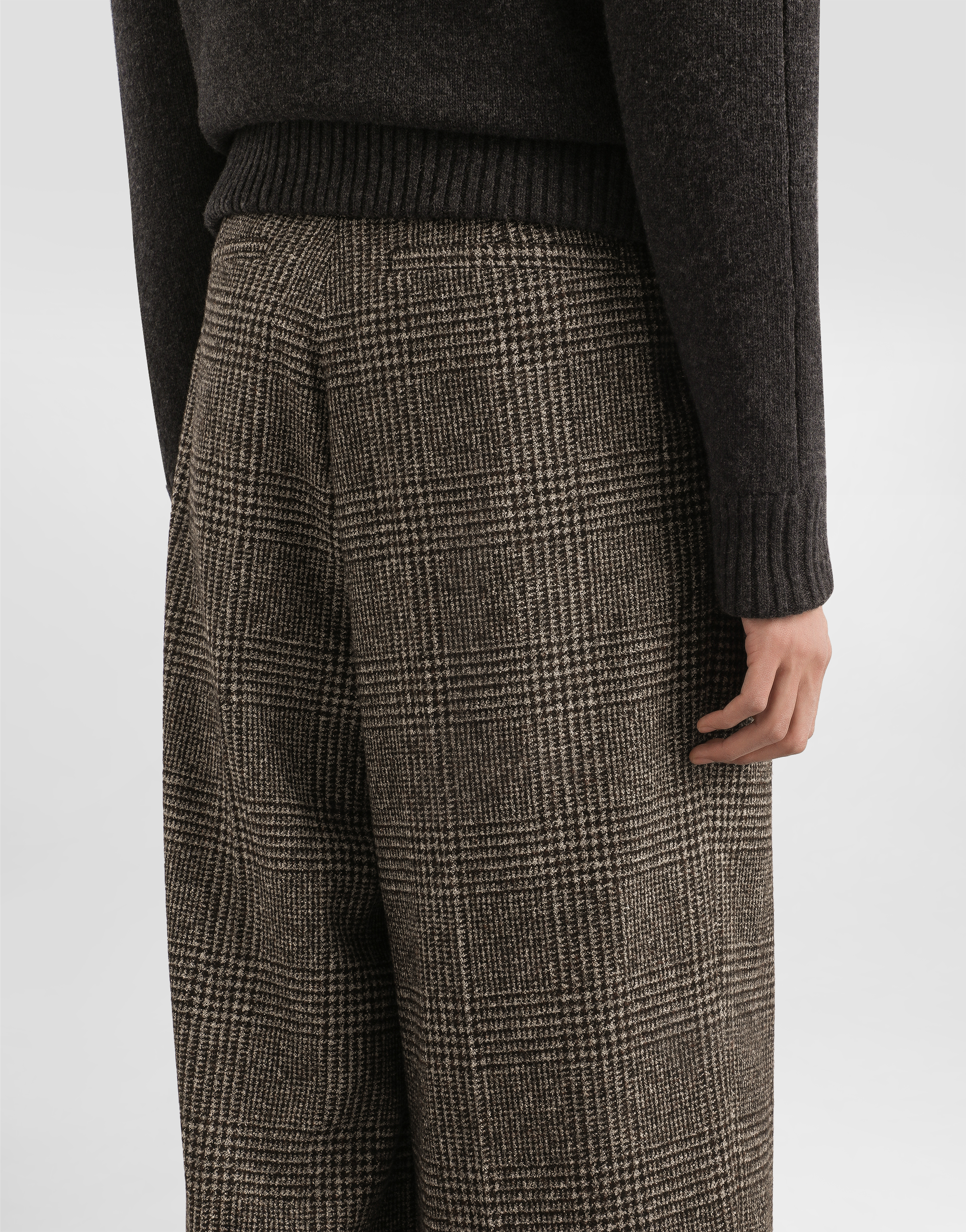 Alpaca blend glen plaid trousers