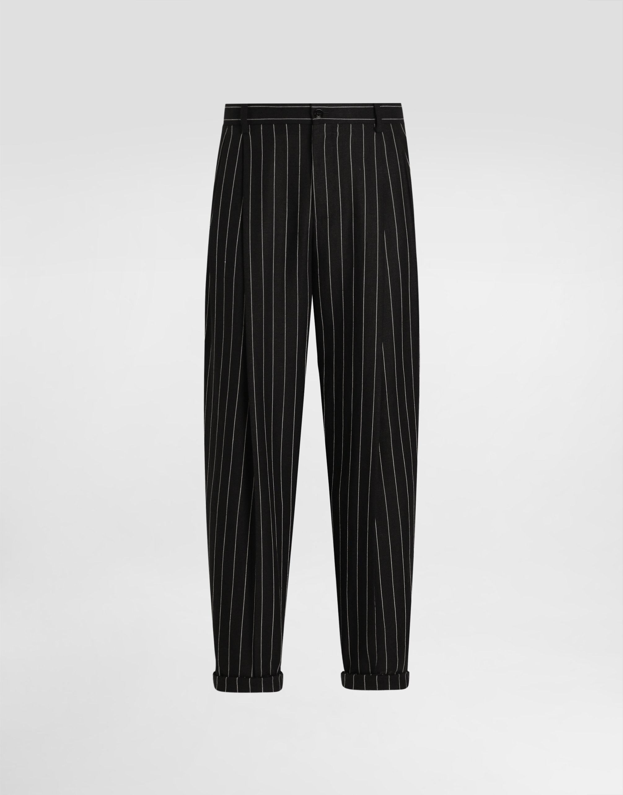 Dolce & Gabbana Pinstripe Linen-blend Pants With Double Darts - Man Pants And Shorts Multi-colored