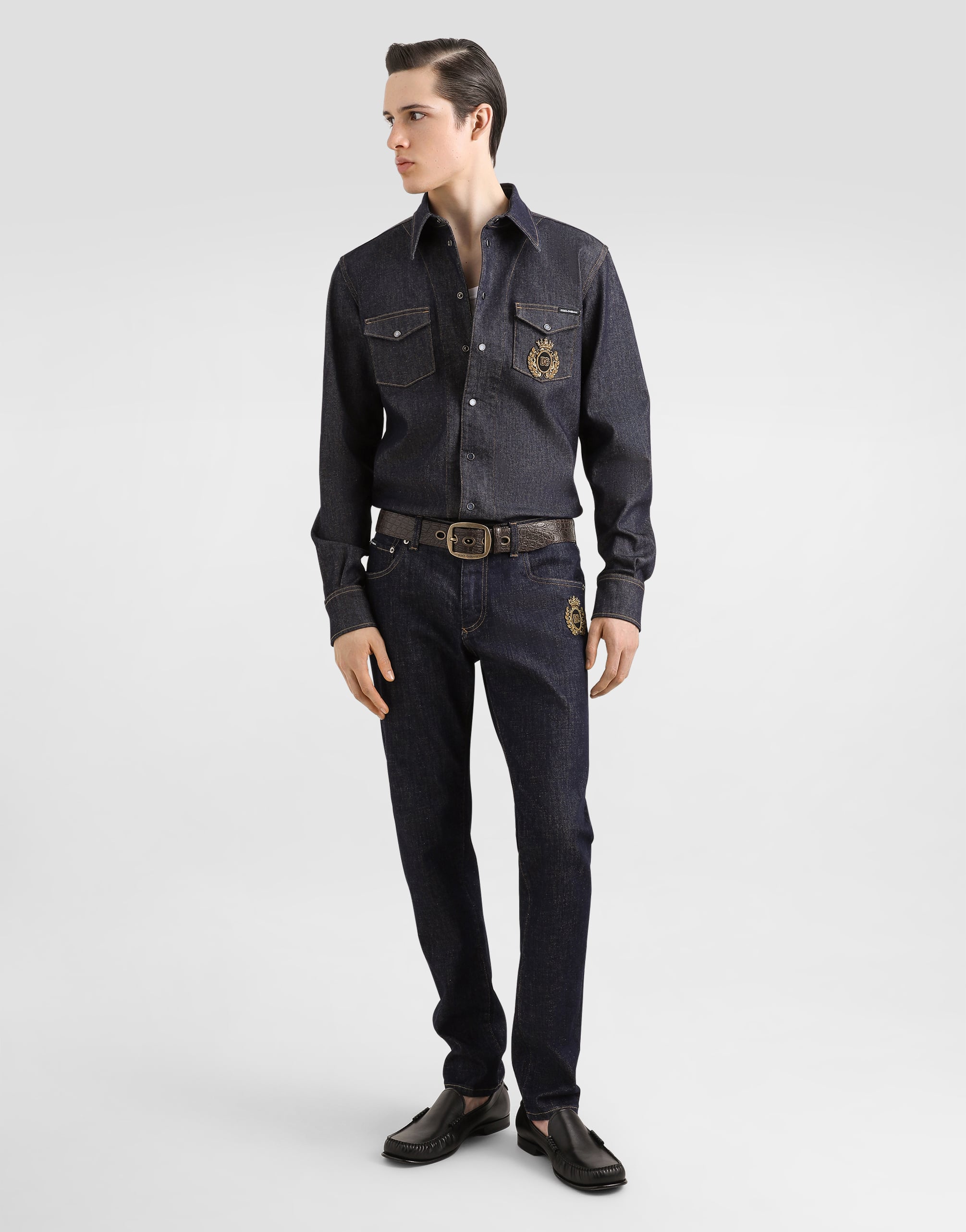 Dolce & Gabbana Black Regular Flat Front Pants In Multicolor