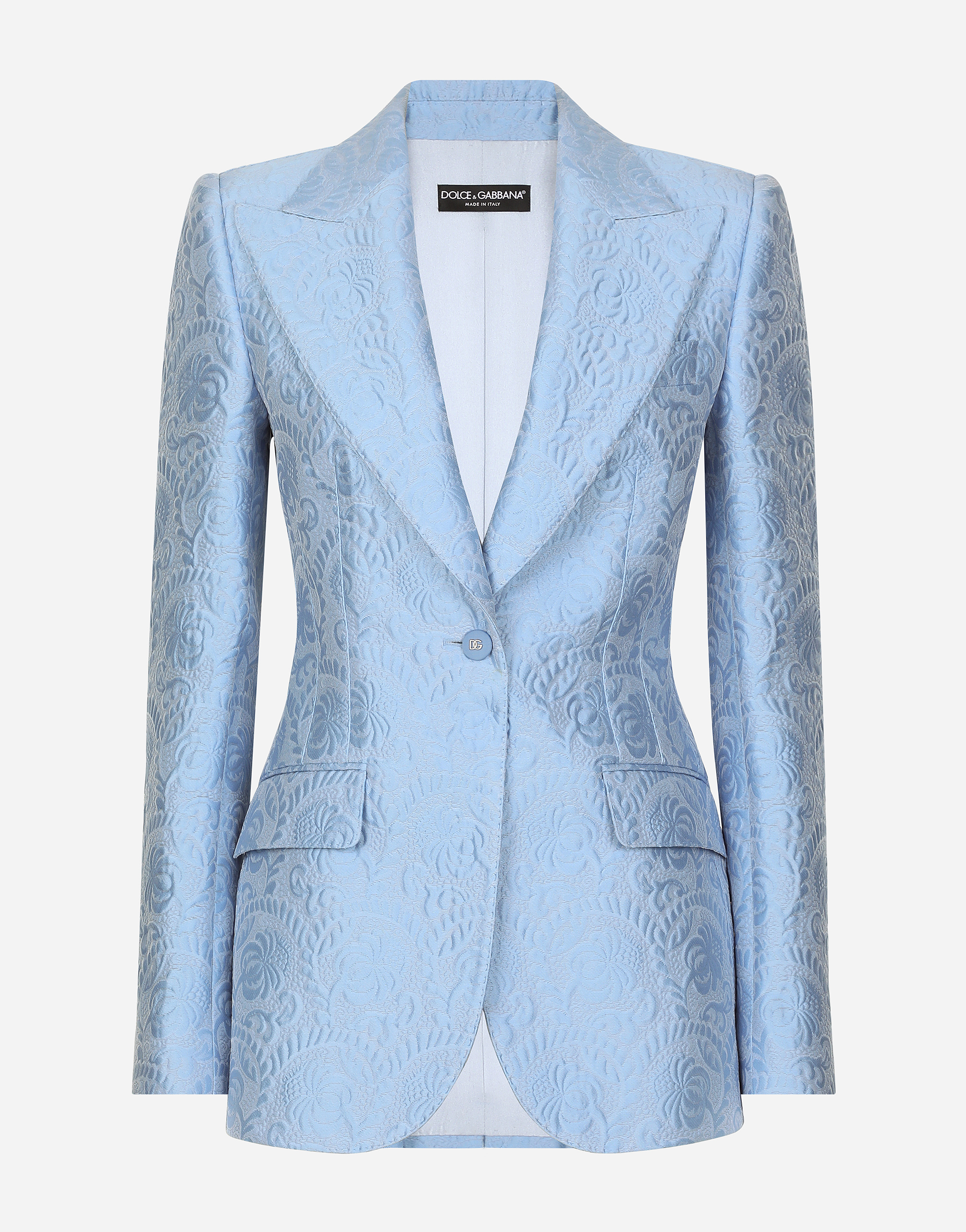 Dolce & Gabbana Single-breasted Floral Quilted Jacquard Turlington Jacket - Woman Blazers Azure