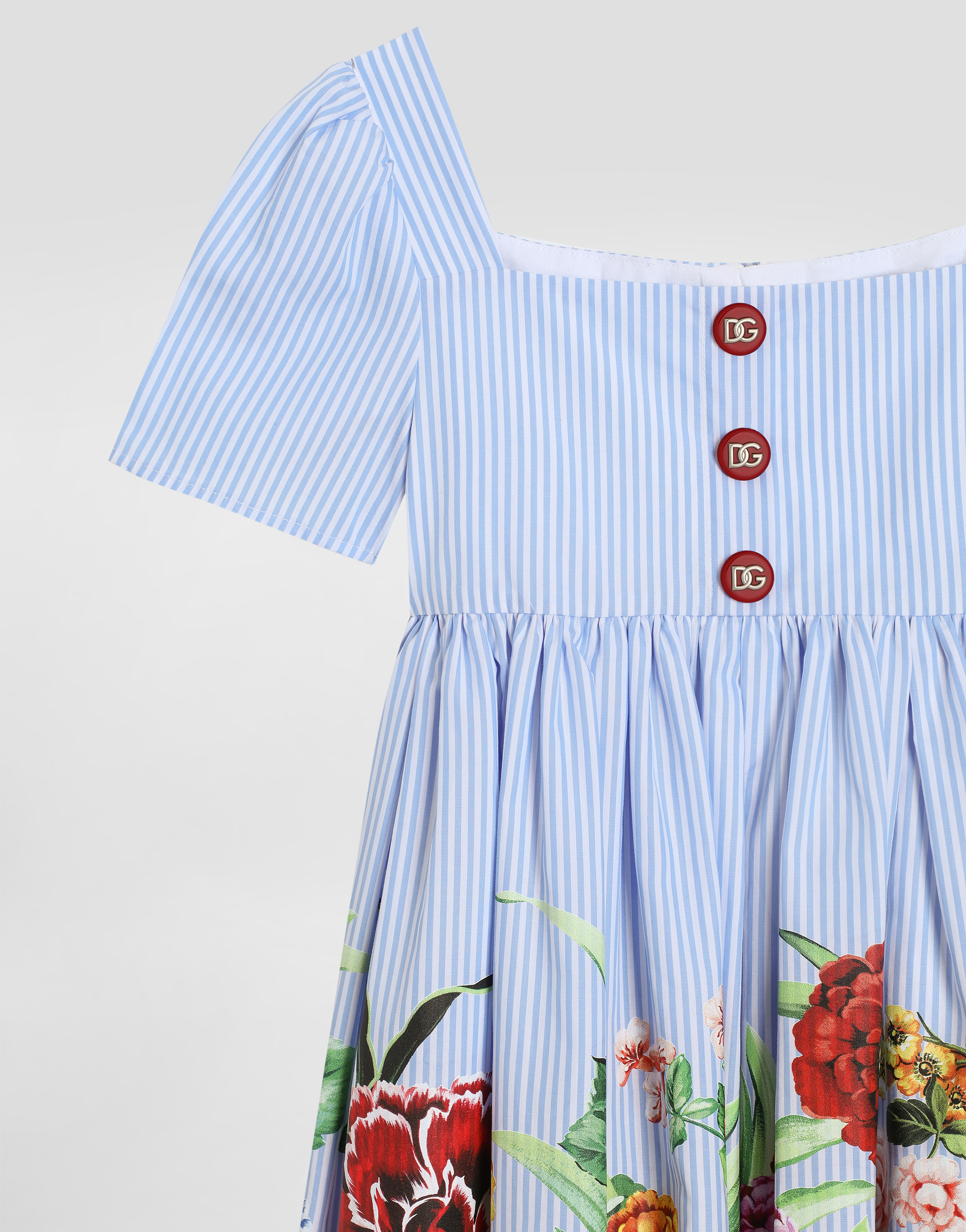 Dolce & Gabbana Striped Poplin Dress With Floral Print In プリ