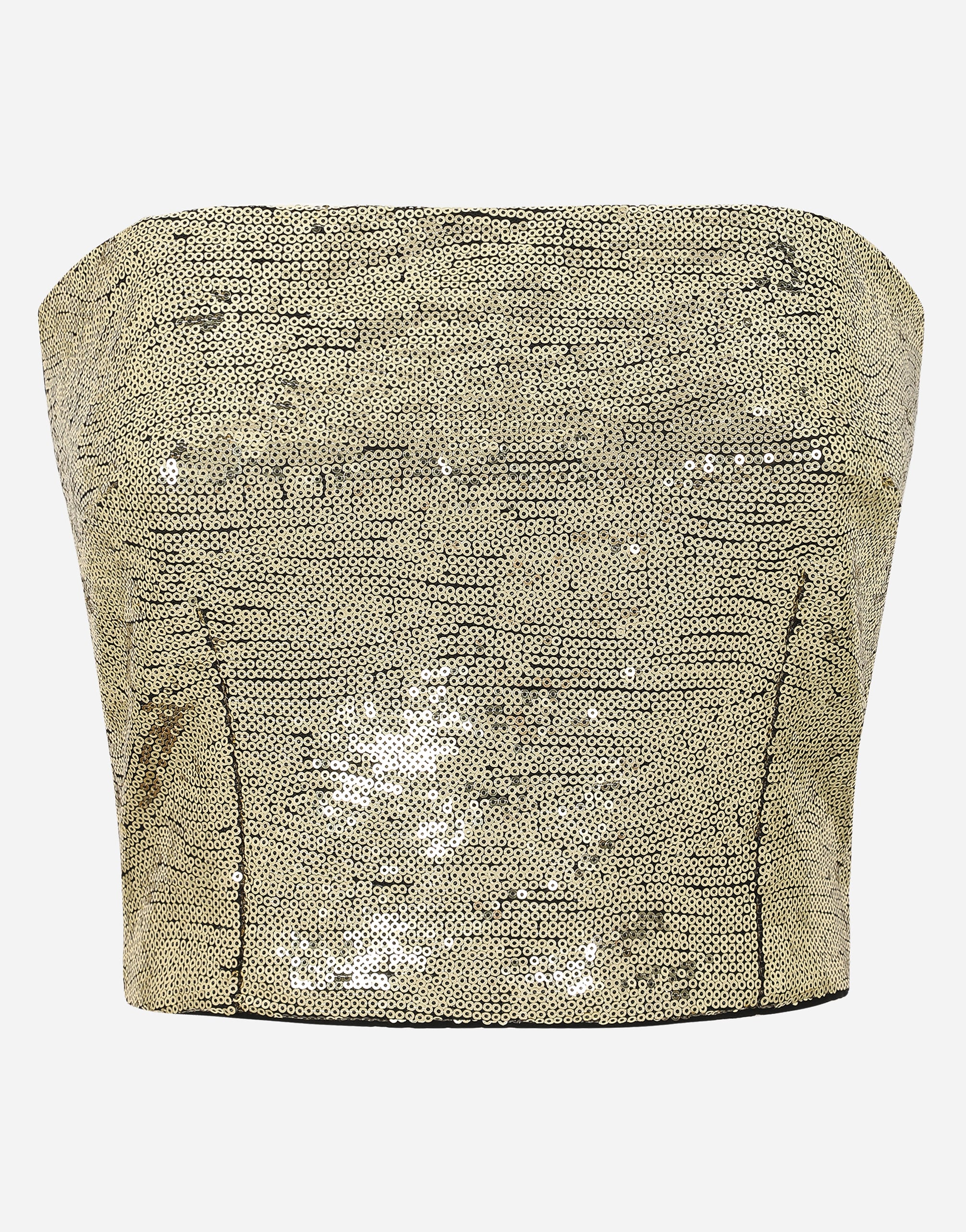 D&G tops 美品 Sequined and lace strapless top in Gold for Women | Dolce&Gabbana® US