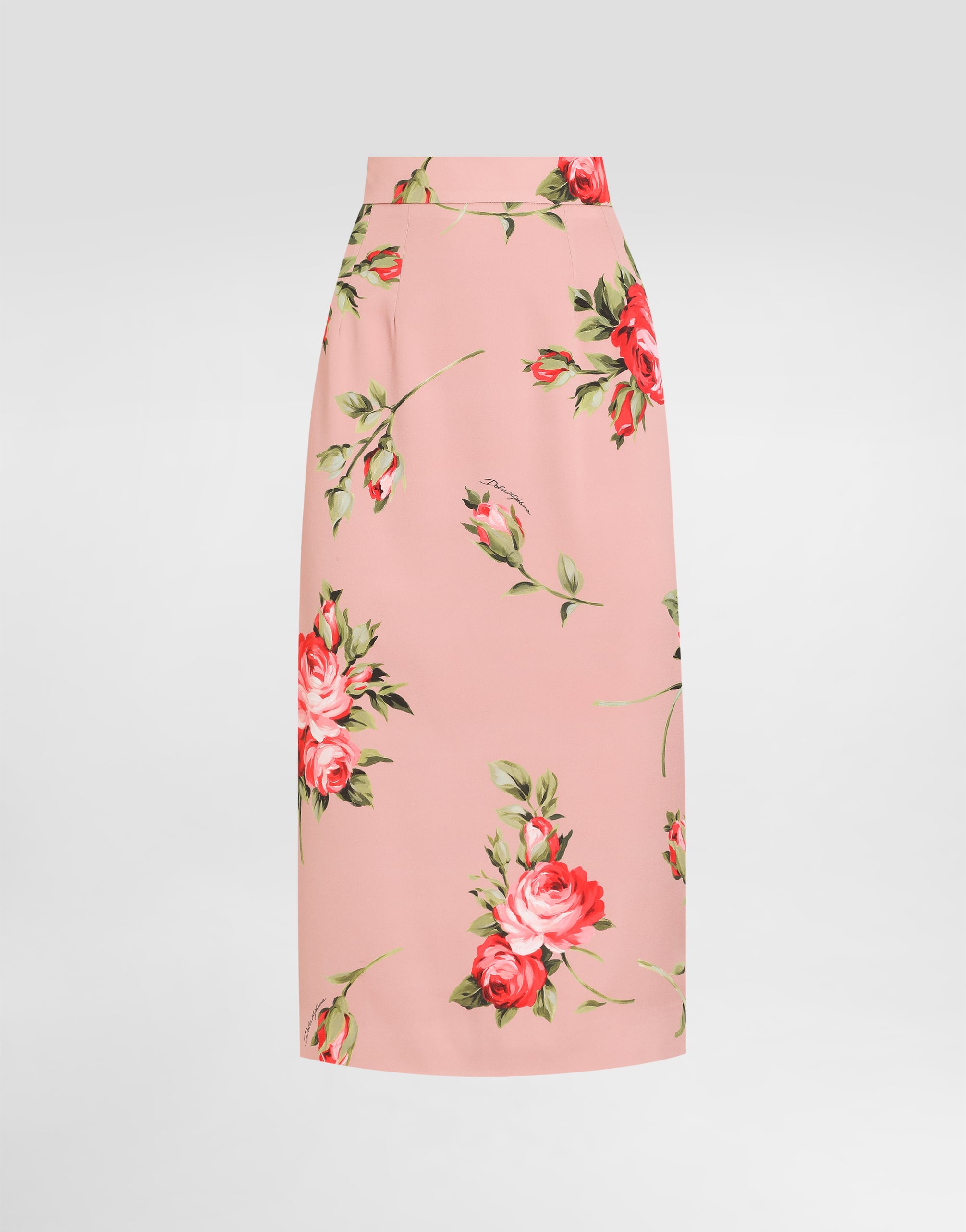 Rose bouquet-print straight skirt in Multicolor for Women