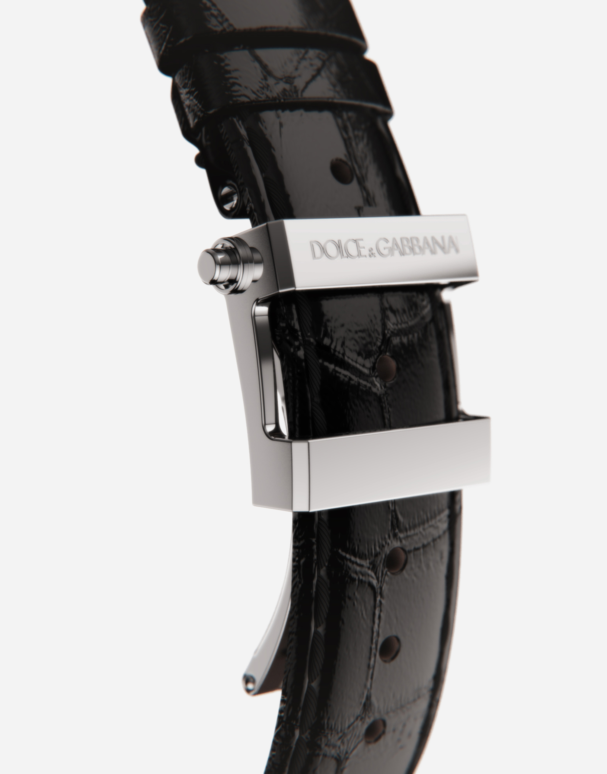 Shop Dolce & Gabbana Steel Watch With Smoky Quartz In Black