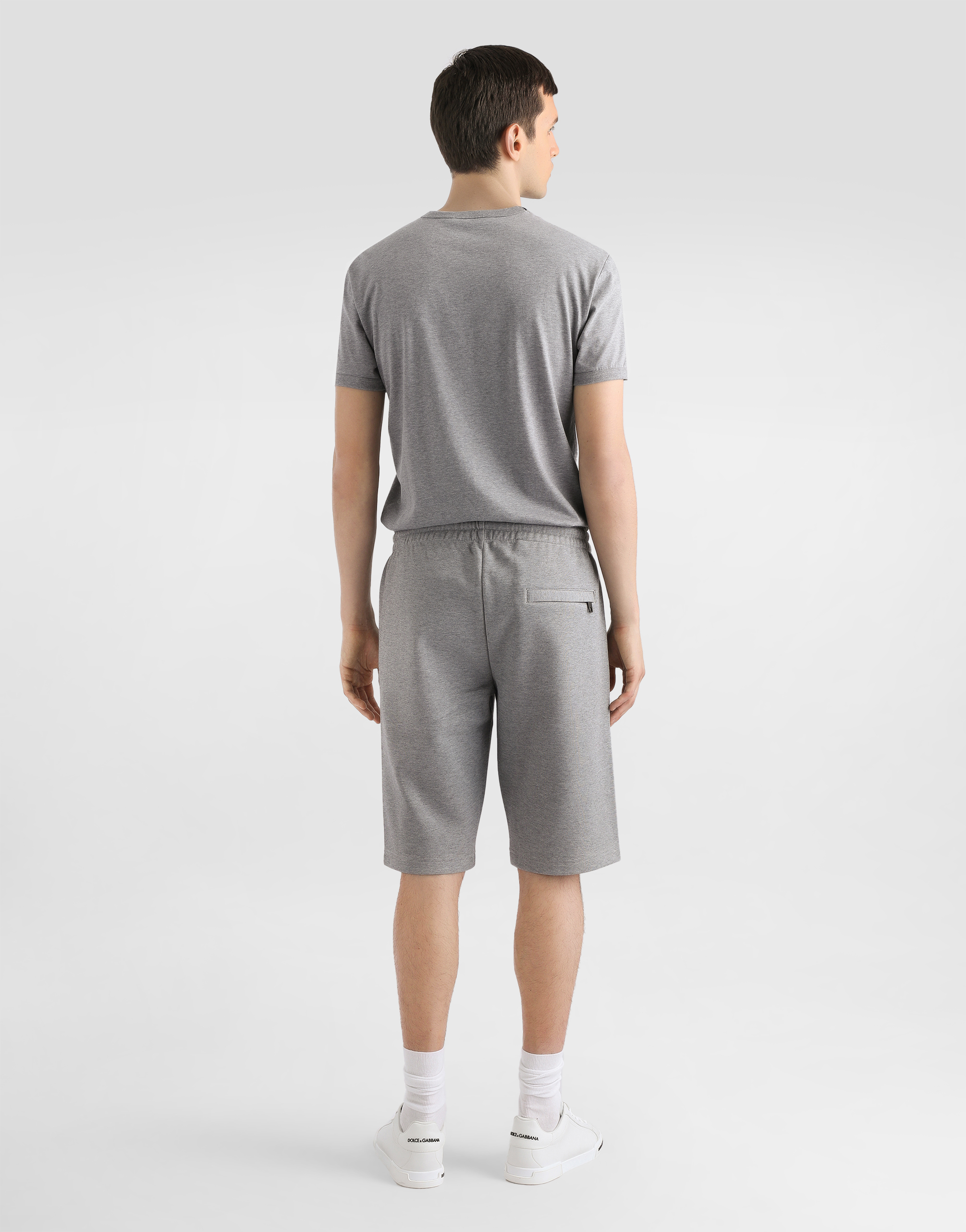  Dolce & Gabbana Jogging-bermudashorts Aus Jersey Mit Stickerei - Mann Hosen Und Shorts Grau Baumwolle 58 