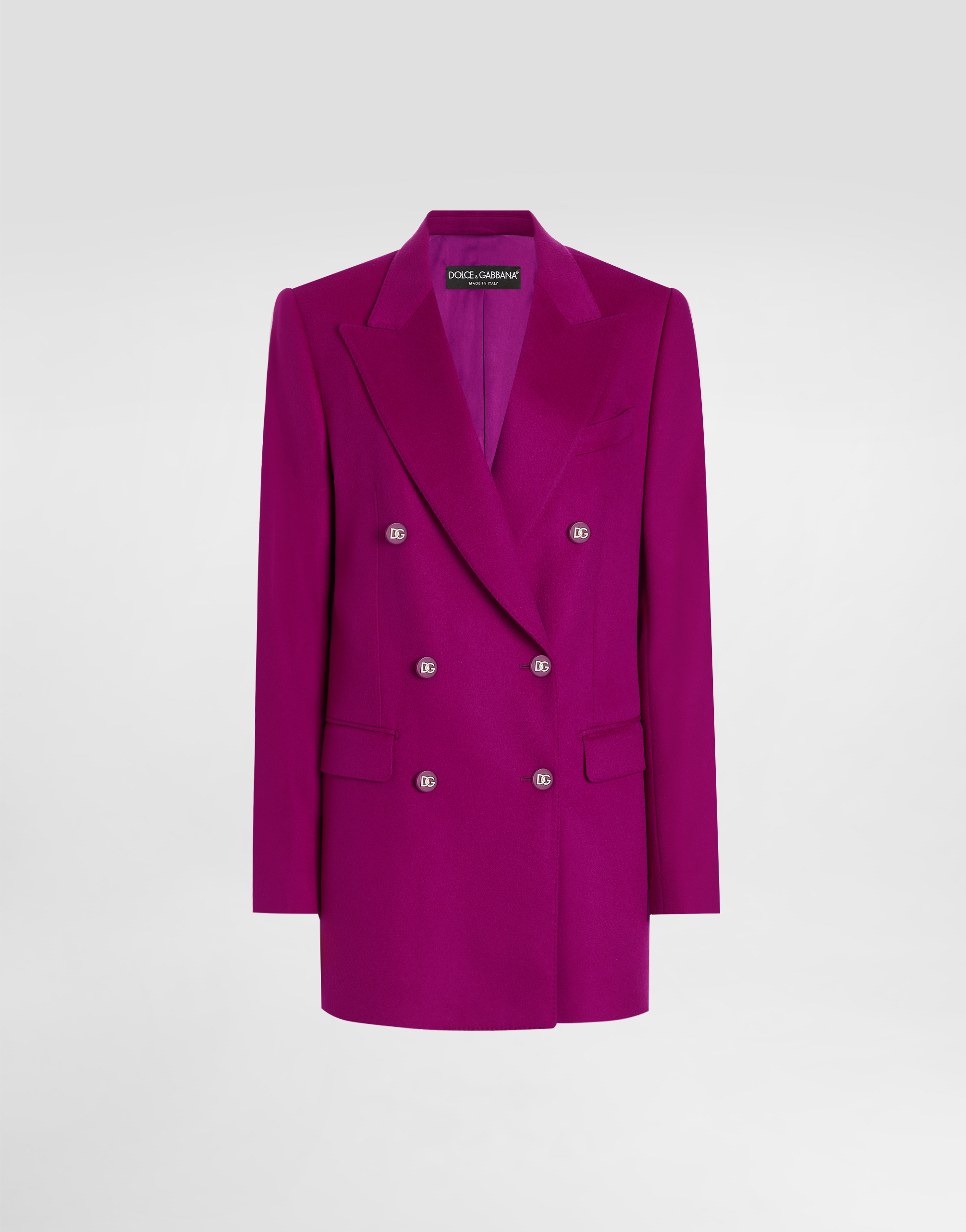 Dolce & Gabbana Oversize Double-breasted Cashmere Jacket - Woman Blazers Fuchsia