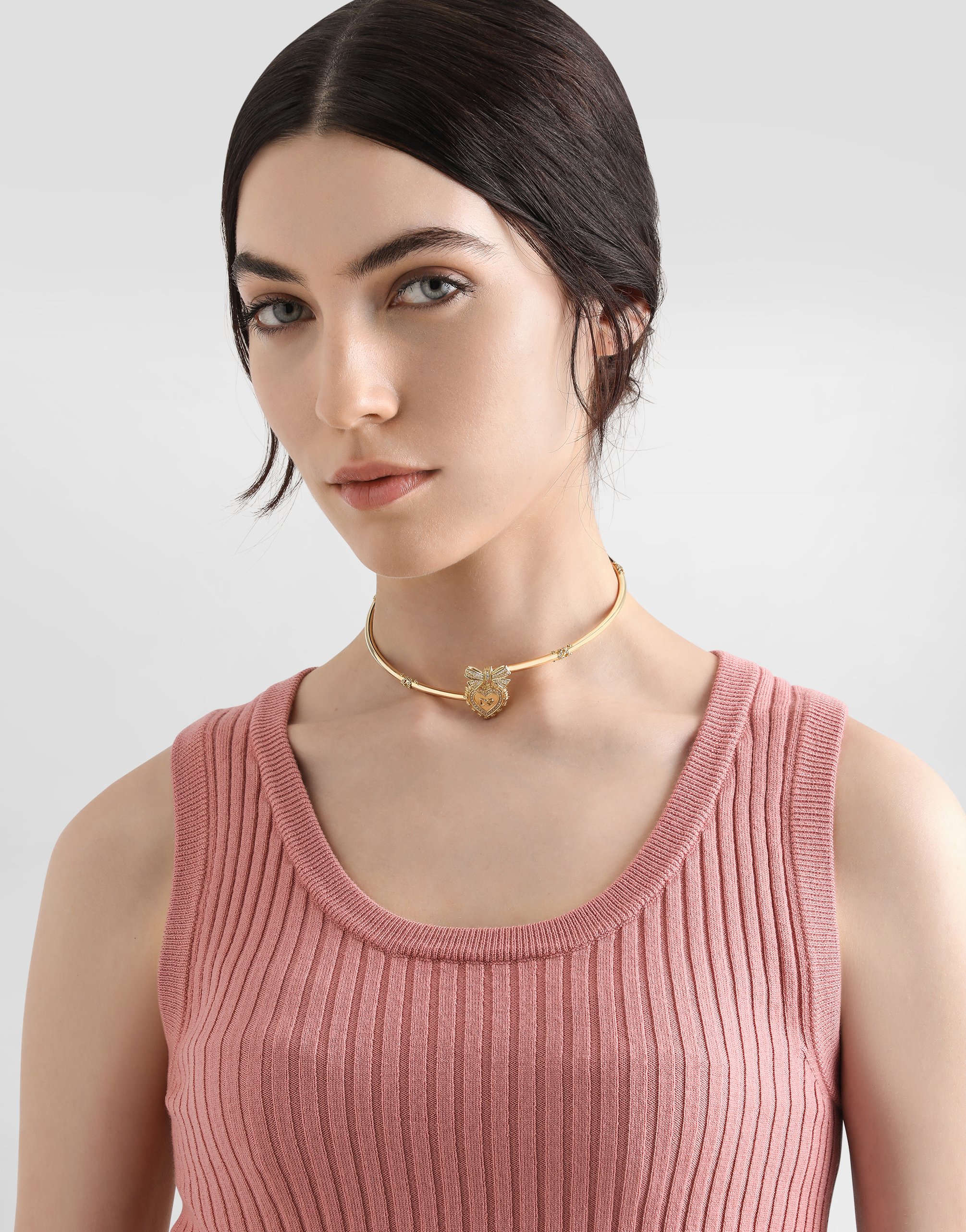 Dolce & Gabbana Devotion Choker In 18kt Yellow Gold With Diamonds In Gold