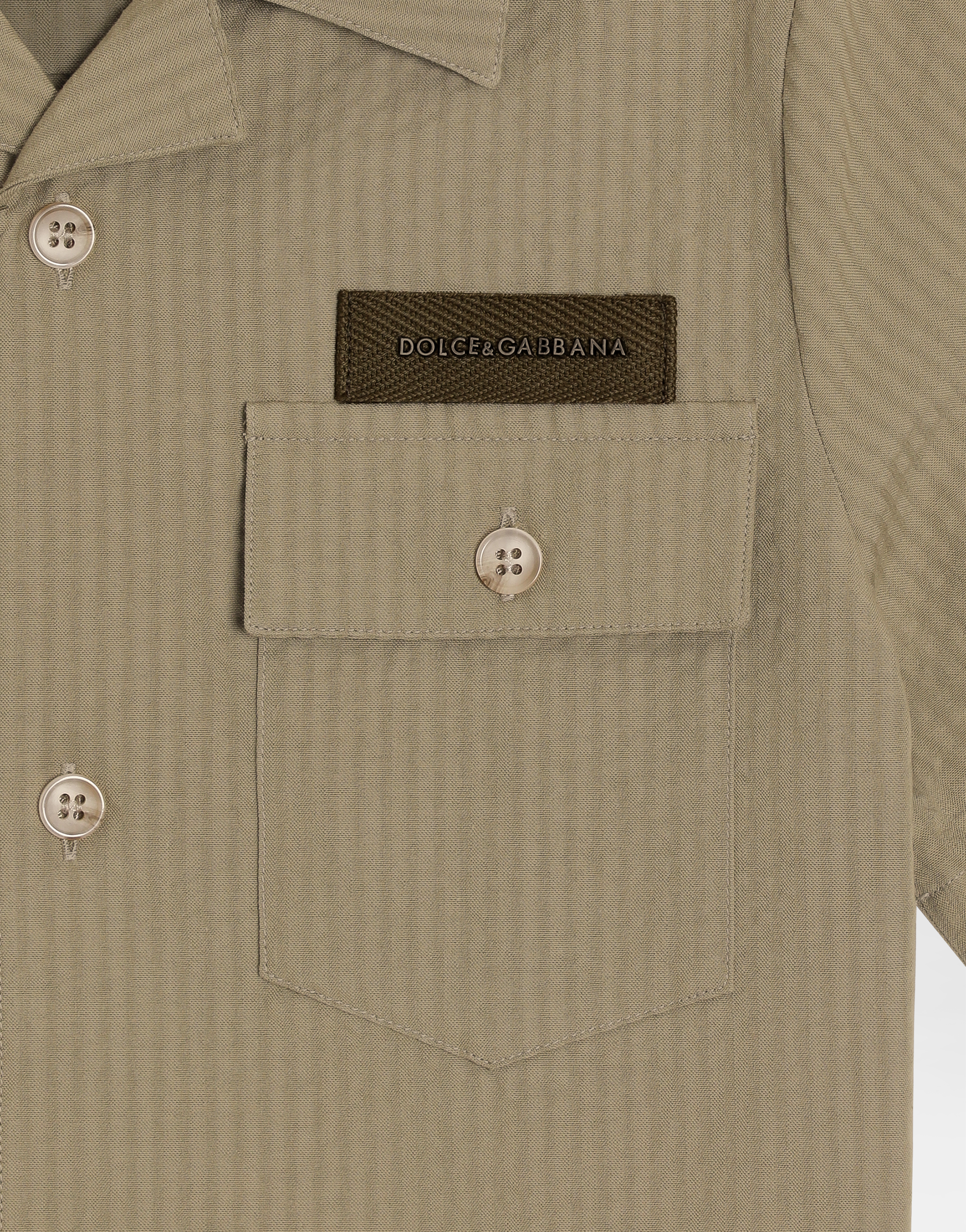 Dolce & Gabbana Striped Flap-pocket Shirt In Green