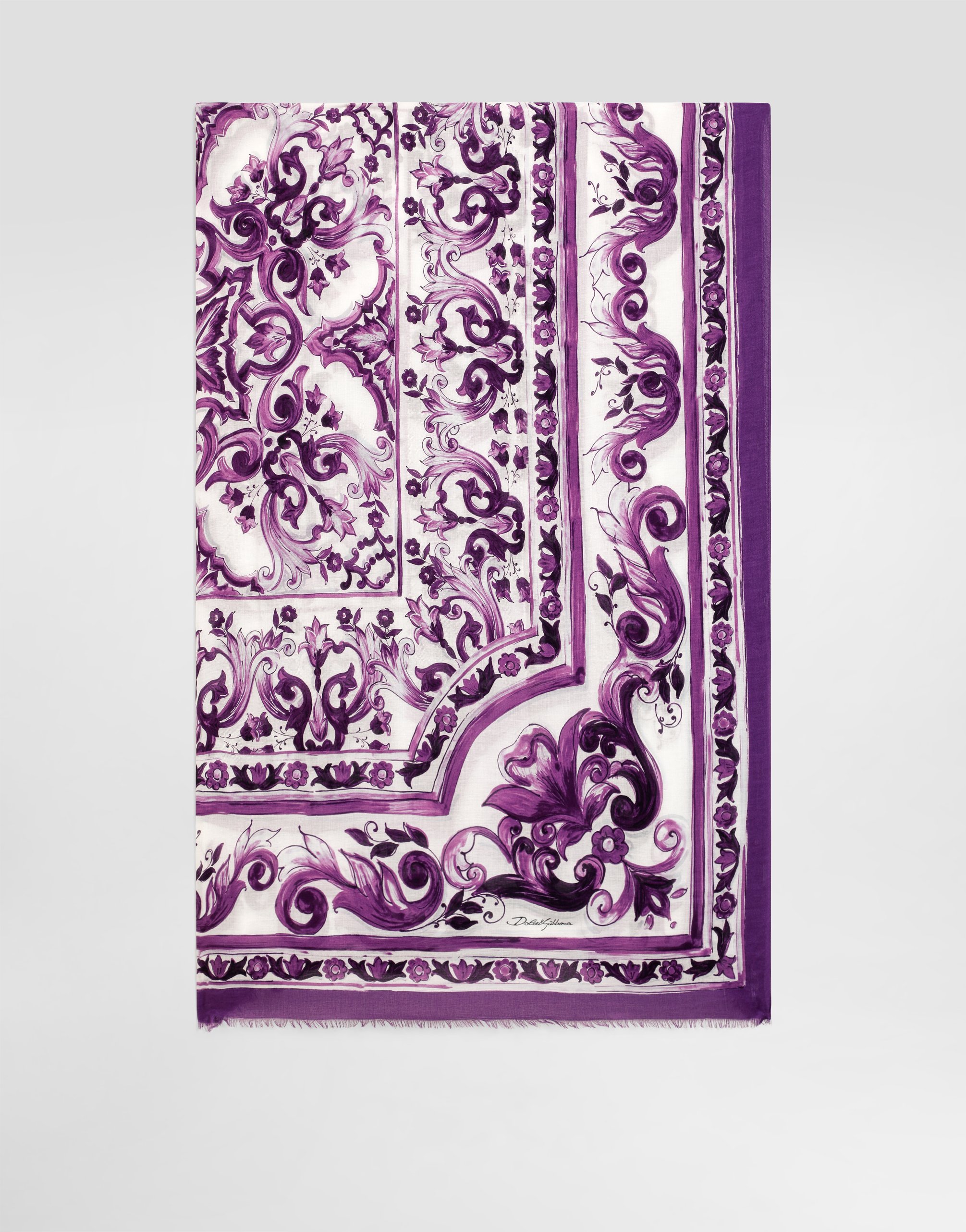 Dolce & Gabbana Majolica-print Silk Stole In Multi