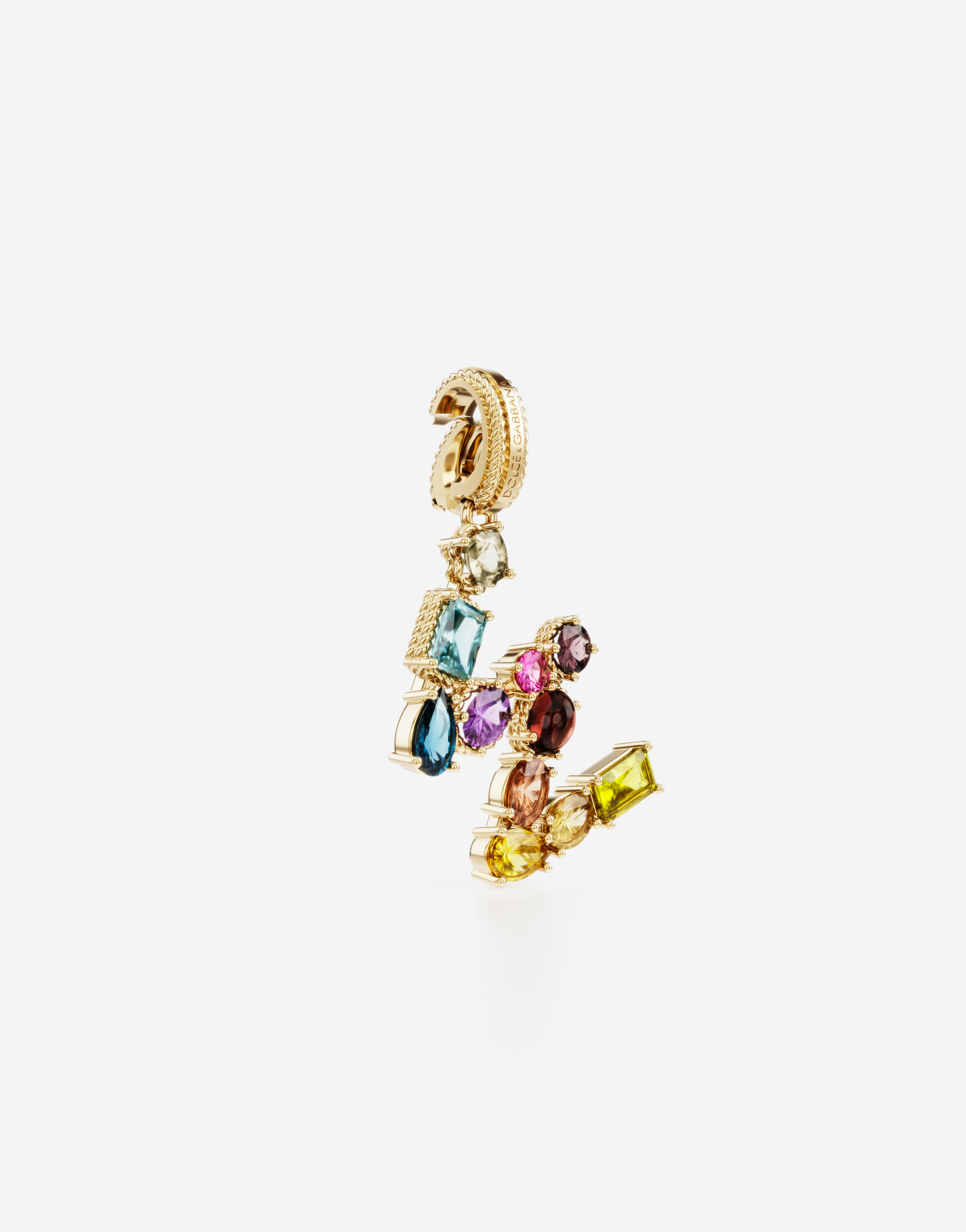 Dolce & Gabbana Rainbow Alphabet W 18 Kt Yellow Gold Charm With Multicolor Fine Gems Gold Female Onesize In Gold