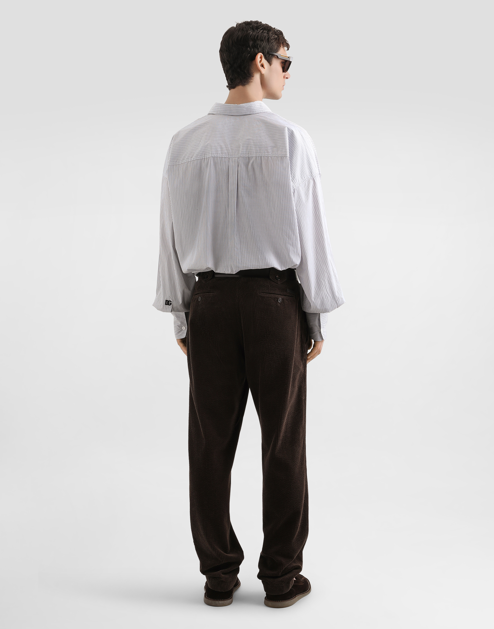 Oversized striped poplin shirt