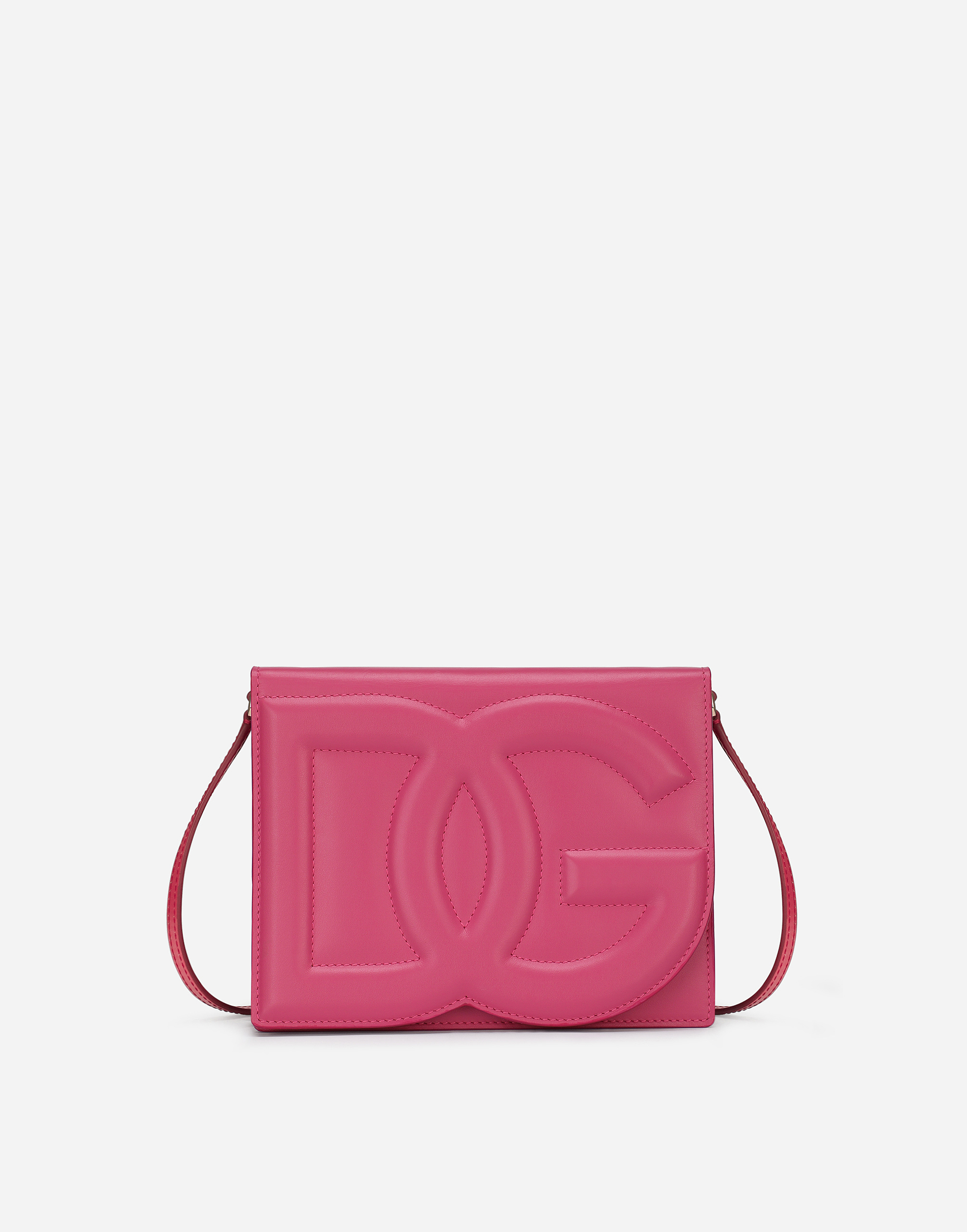 Dolce & Gabbana Calfskin Logo Crossbody Bag In Lilac