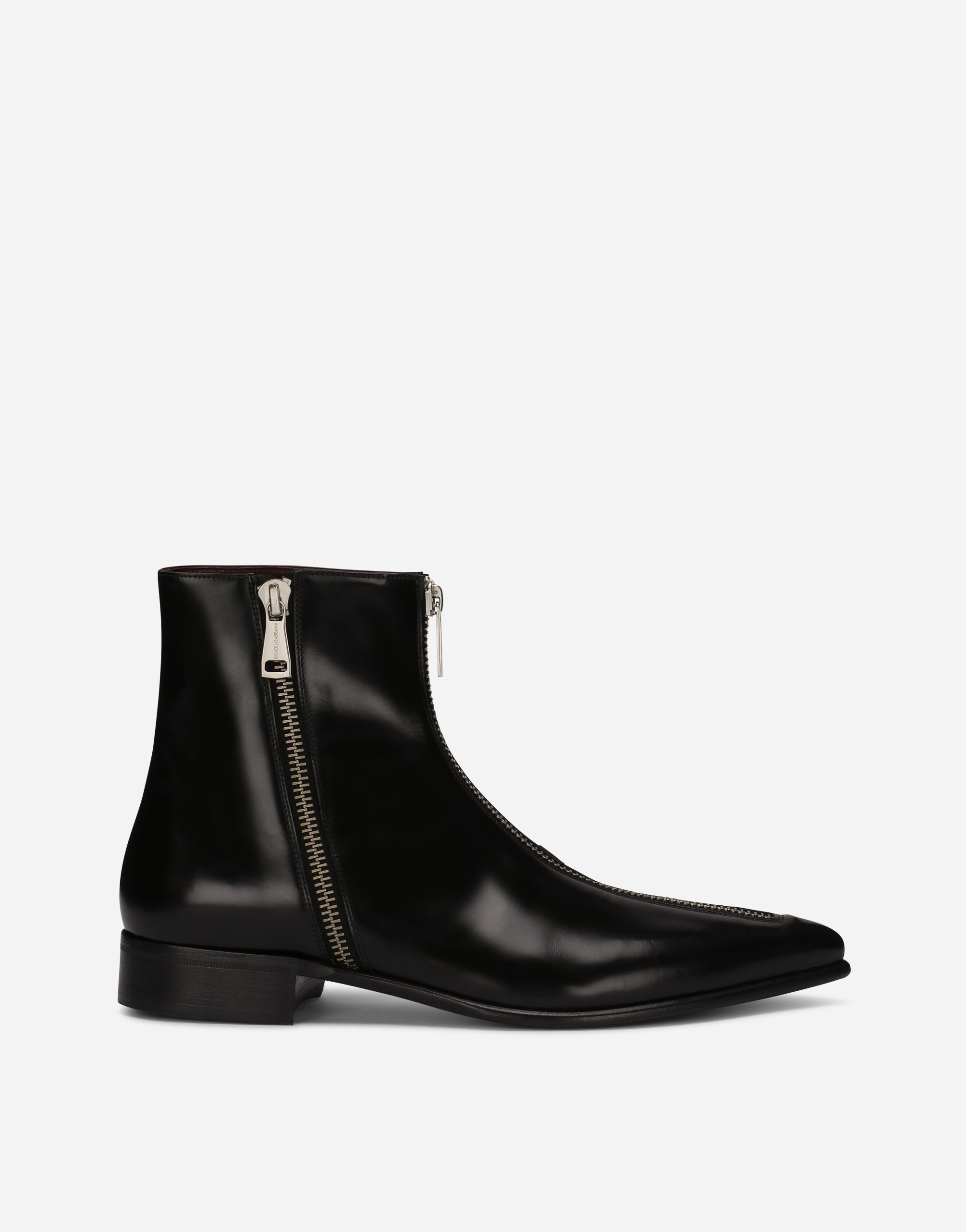 DOLCE & GABBANA BRUSHED CALFSKIN ANKLE BOOTS WITH ZIPPER