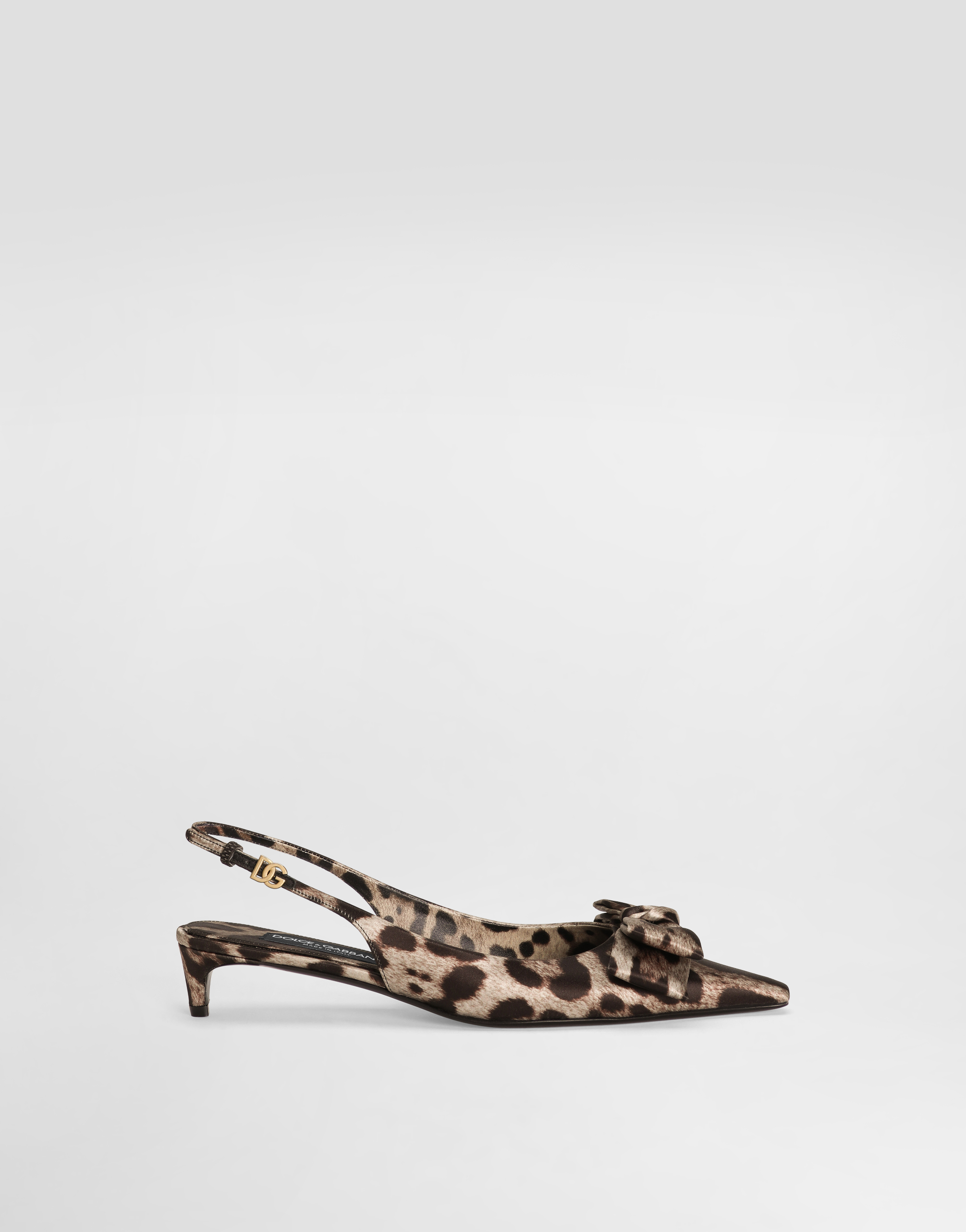 Leopard-print satin slingbacks in Print for Women