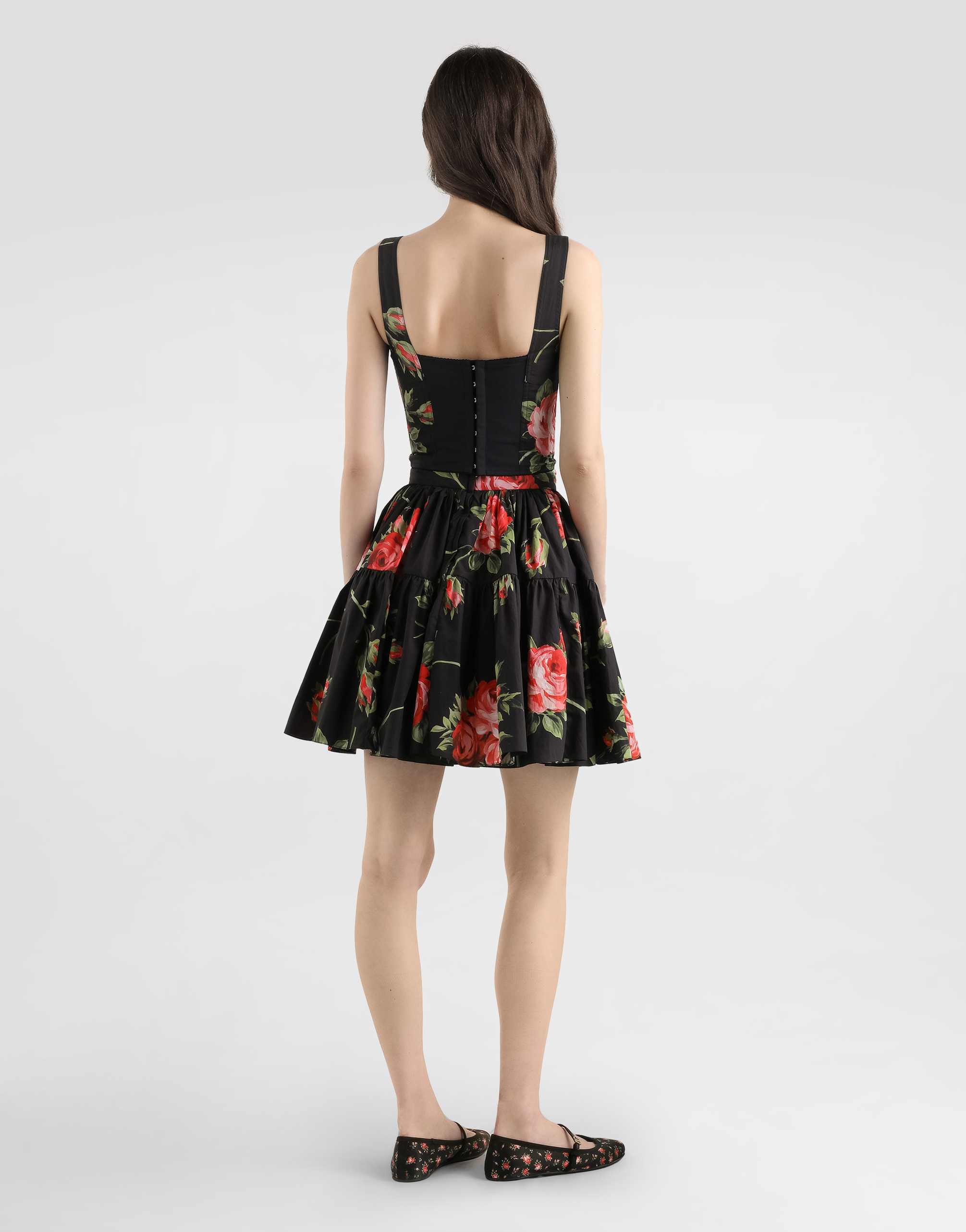 Dolce & Gabbana Fitted Bustier Top For Women - Elegant Rose Bouquet Print - Size 40 In Multi