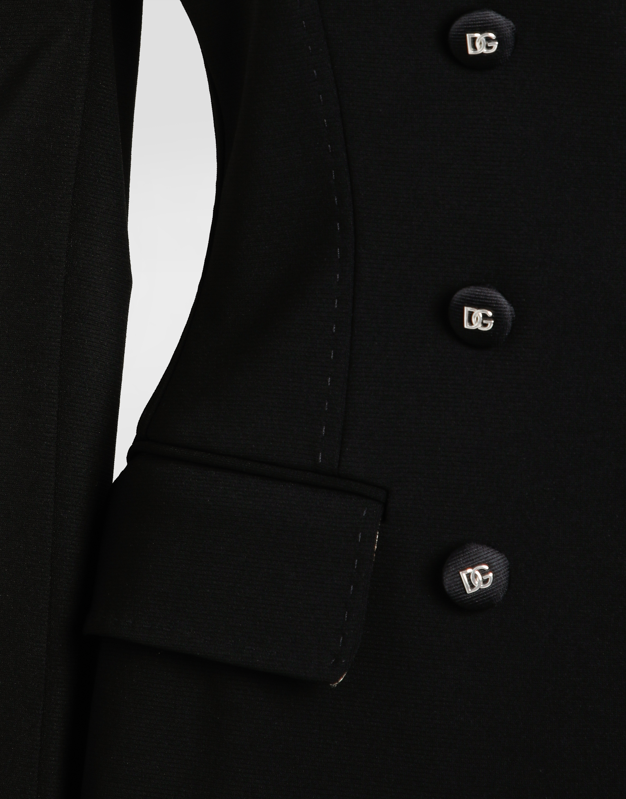  Dolce & Gabbana Dolce & Gabbana Double-breasted Turlington Jacket In Jersey Milano Rib - Woman Blazers Black Viscose 42 