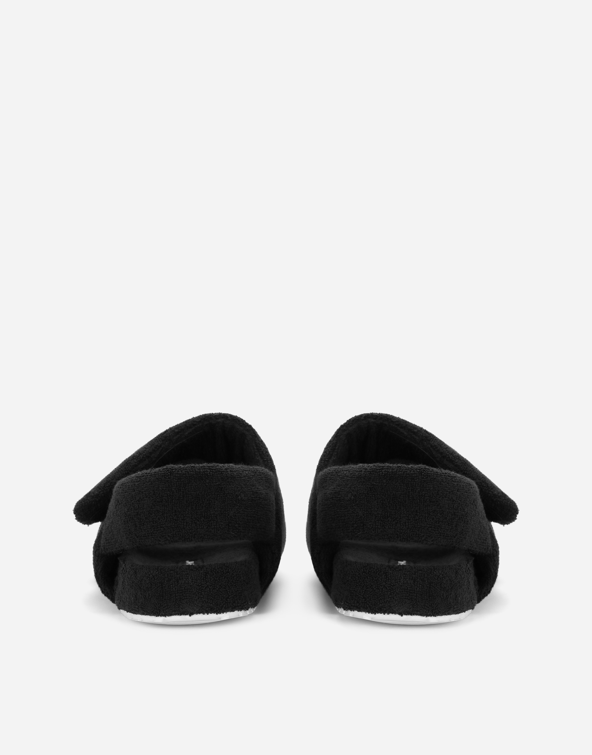 Shop Dolce & Gabbana Terrycloth Sandals With Logo Tag In Black