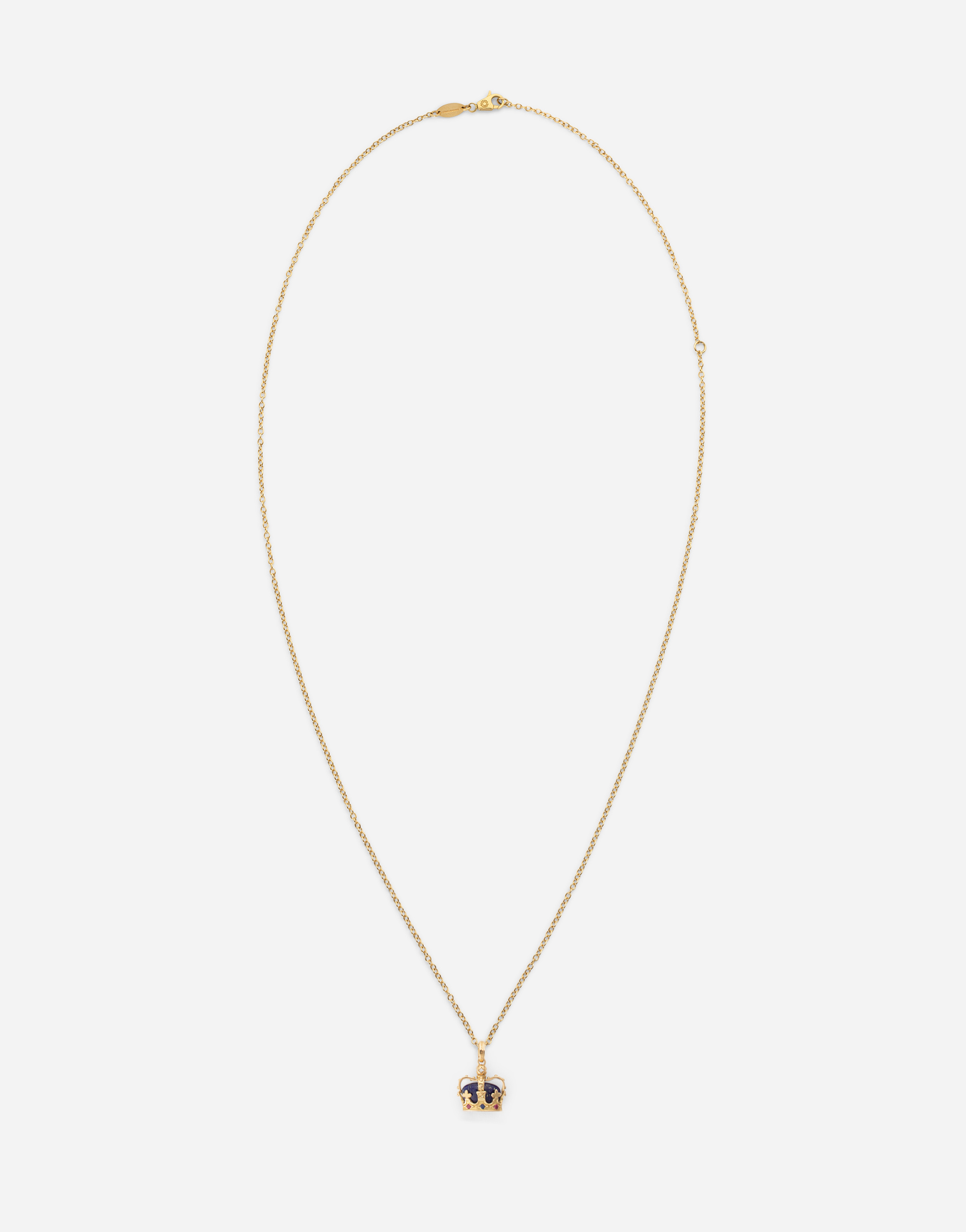 Dolce & Gabbana Crown Yellow Gold Pendant With Lapis Lazuli - Man Necklaces Gold Onesize
