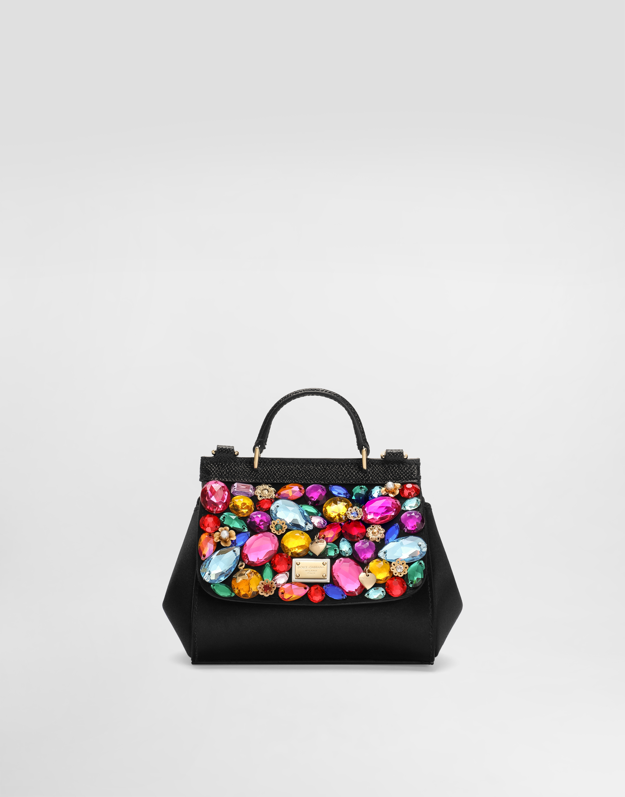 Dolce & Gabbana Satin And Dauphine Calfskin Mini Sicily Bag In Black