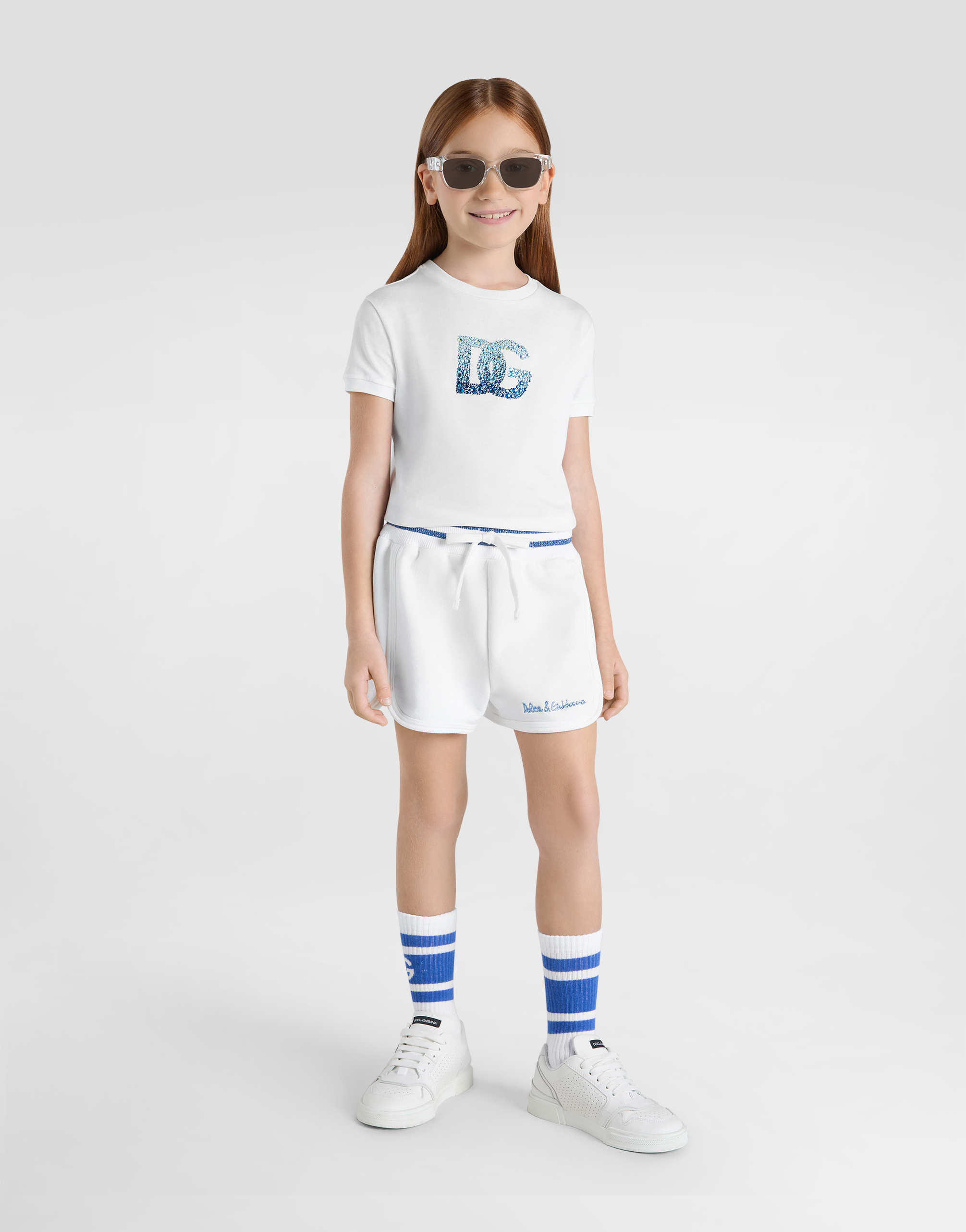 Dolce & Gabbana Jersey T-shirt With Dg Logo In Multicolor