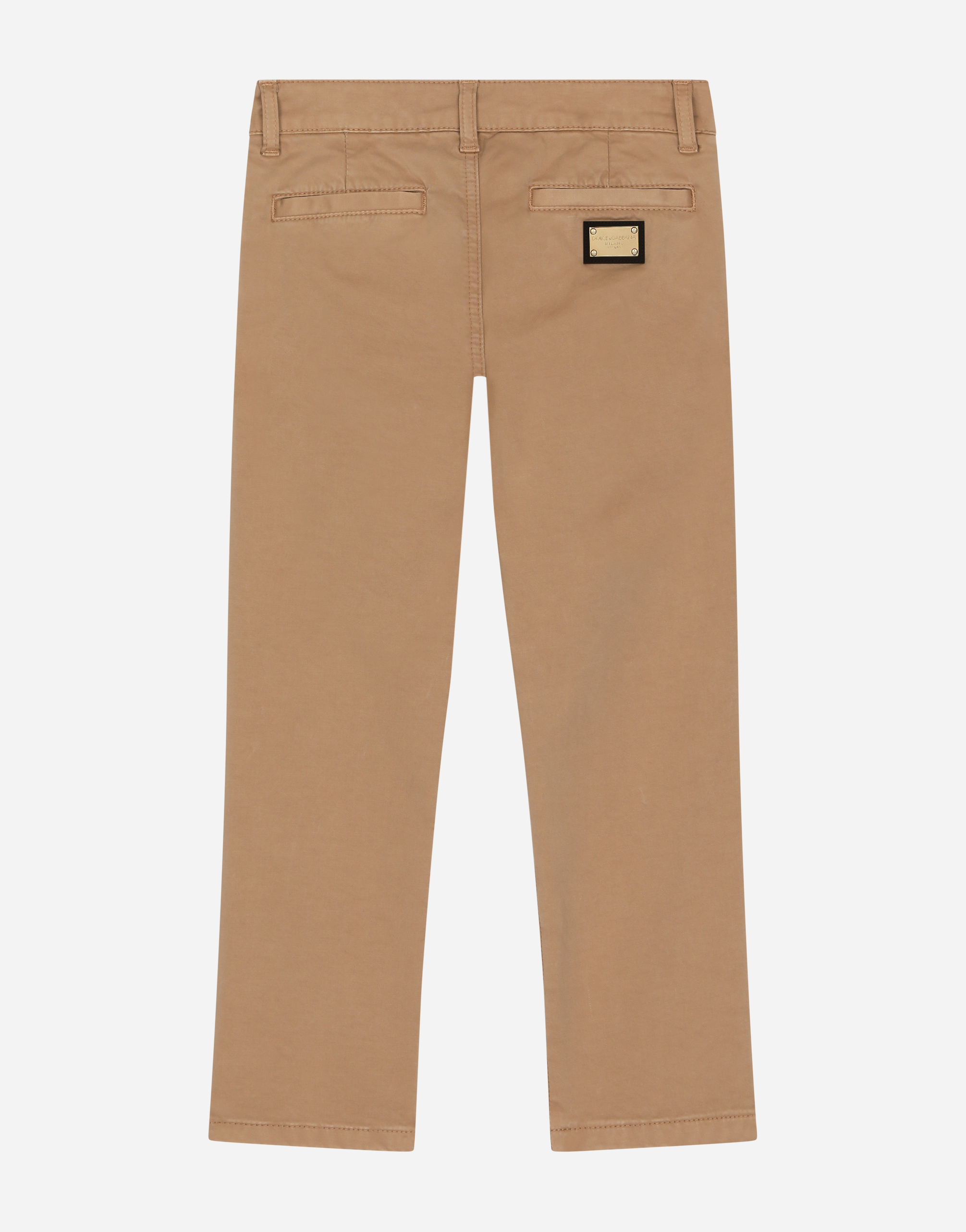 Shop Dolce & Gabbana Classic Plain-knit Cotton Pants With Logo Tag In Beige