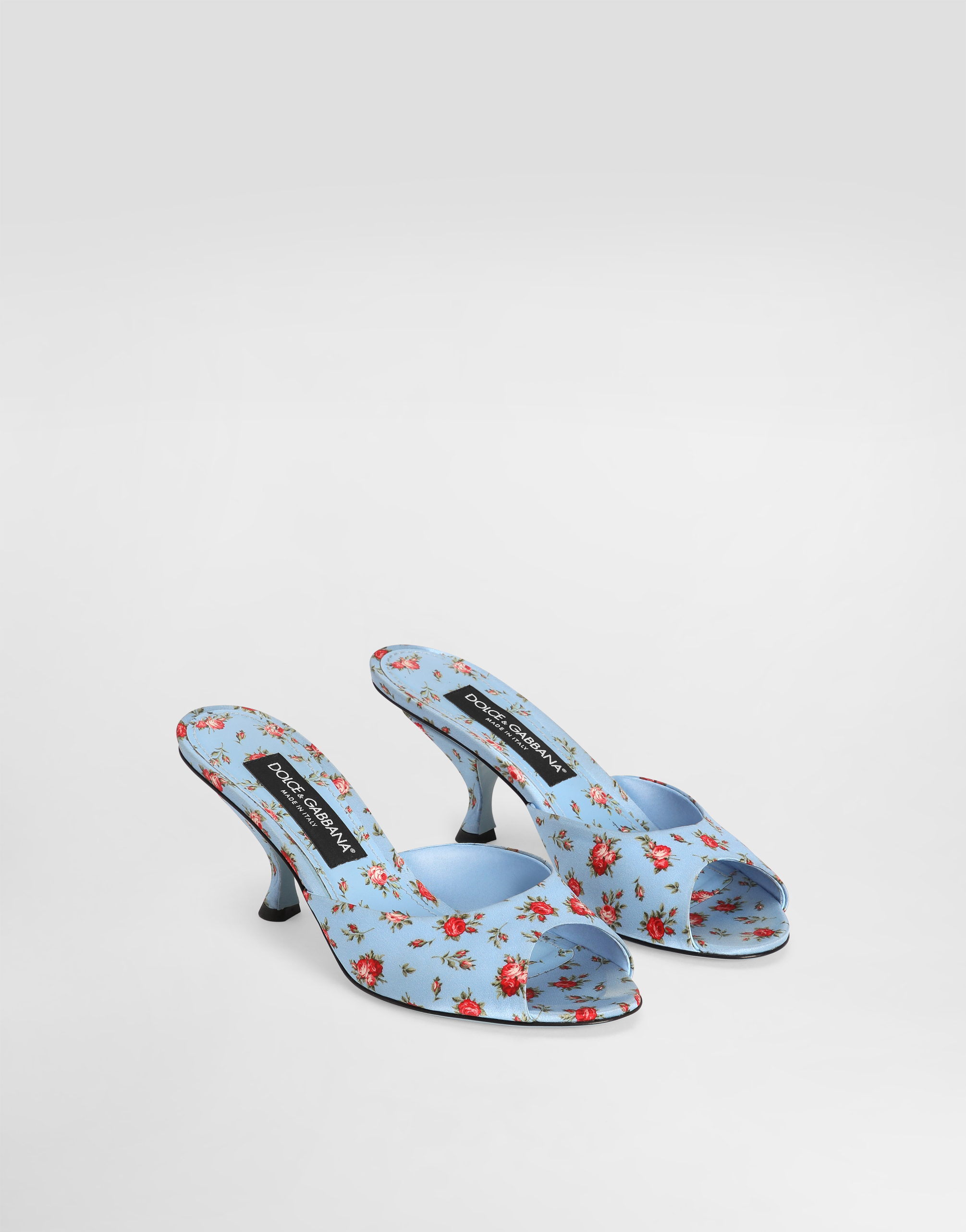 Dolce & Gabbana Dolce&gabbana Leather Floral Heeled Mules 60 In Blue