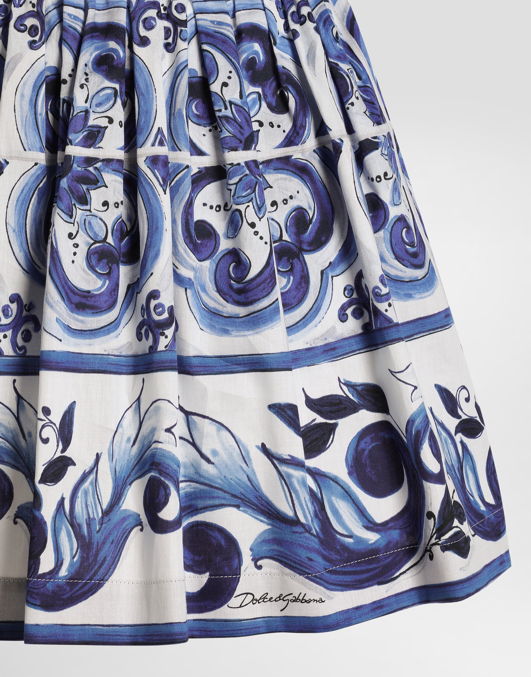 Majolica-print cotton satin dress