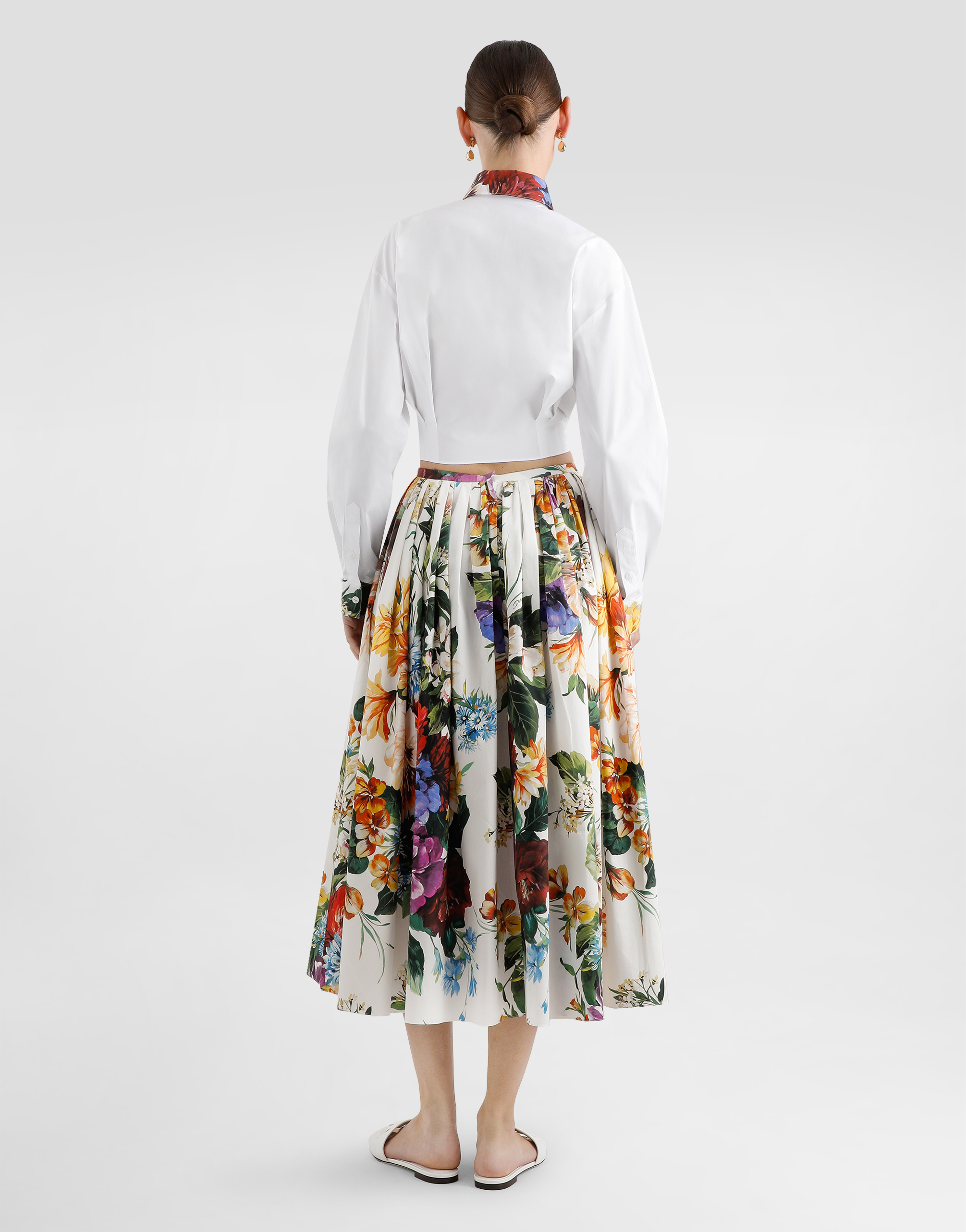 Dolce & Gabbana Bouquet-print Poplin Shirt In White