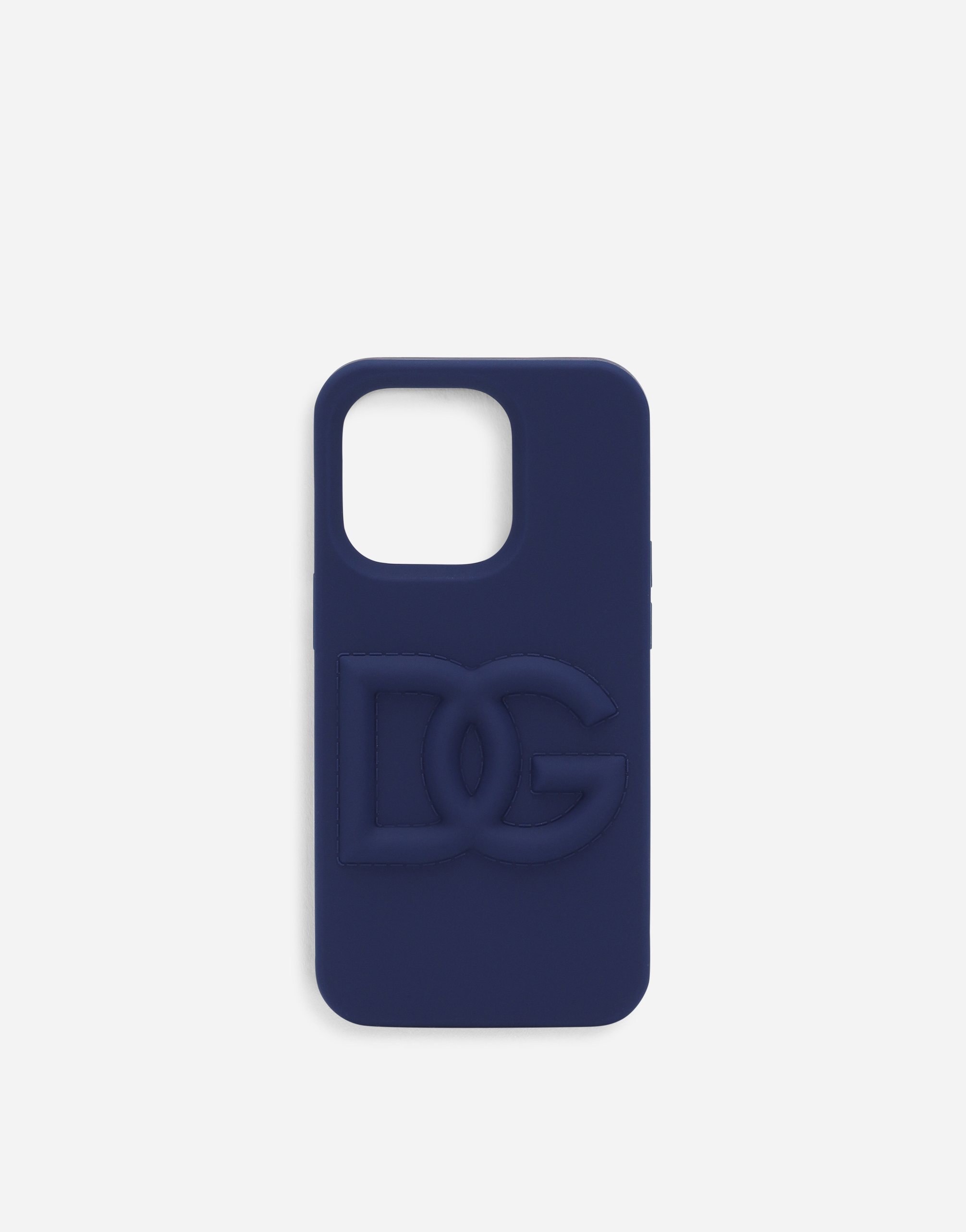 Shop Dolce & Gabbana Branded Rubber Iphone 14 Pro Cover In Blue
