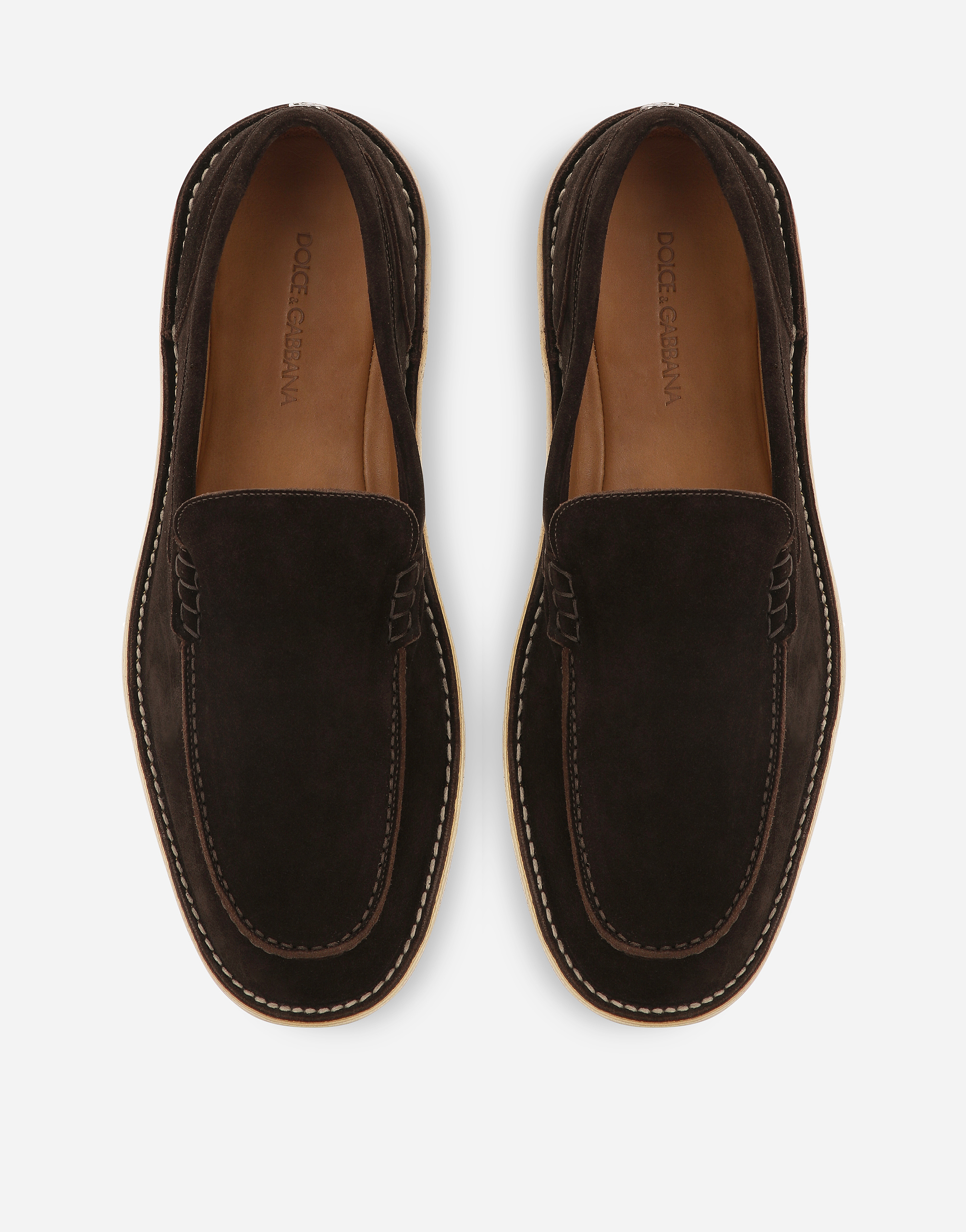 Dolce & Gabbana Suede Loafers In Marrone
