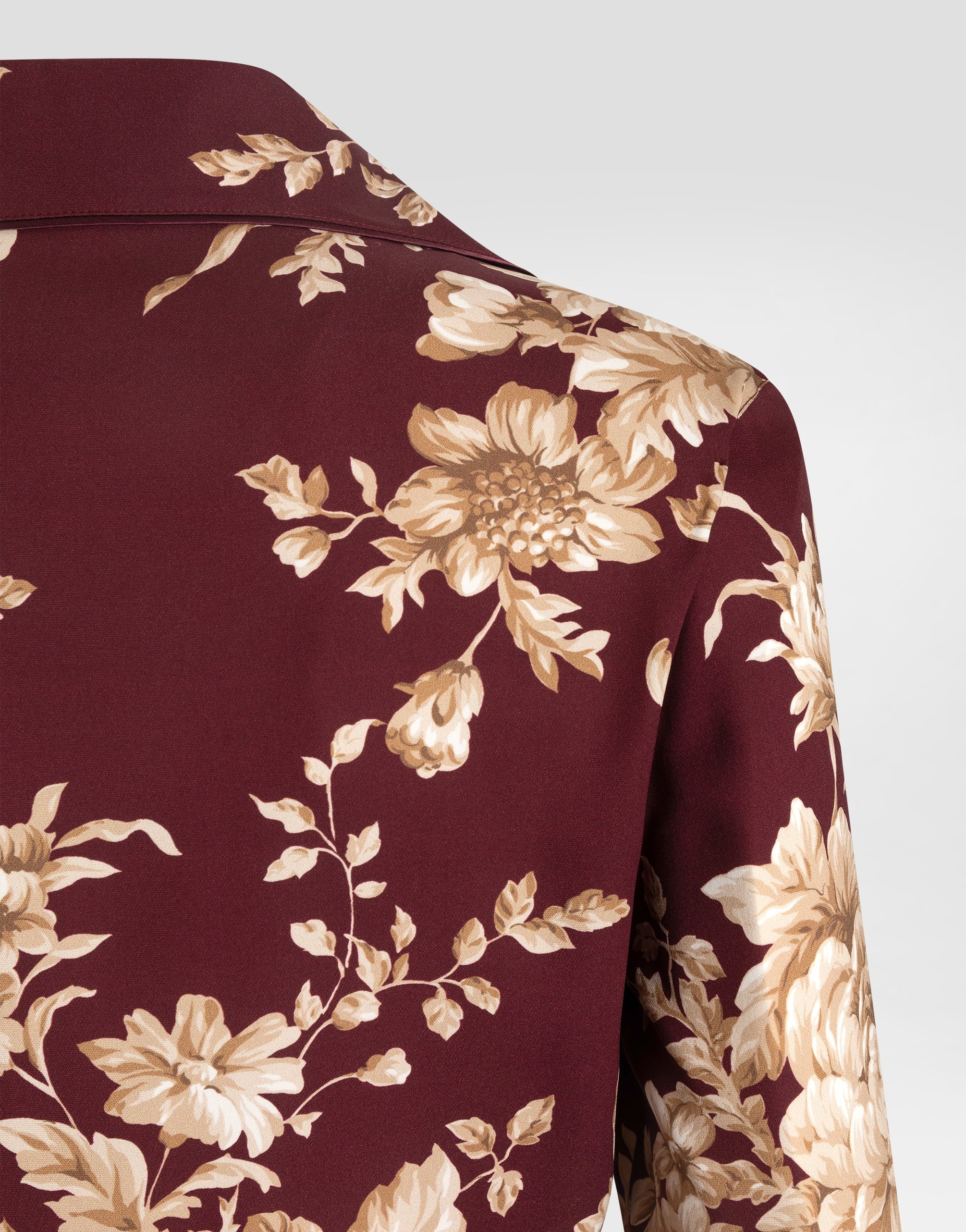 Dolce & Gabbana Rose-print Charmeuse Vanity Shirt In Brown