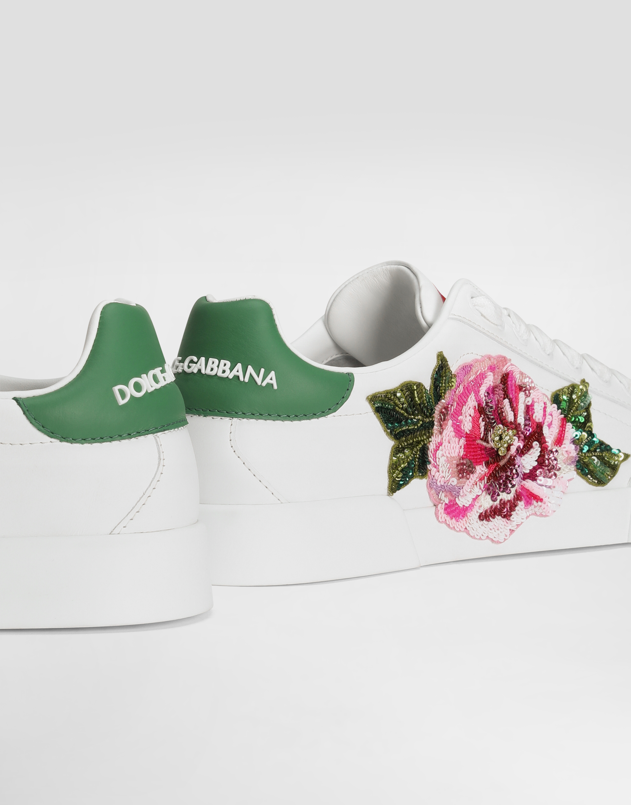 Dolce & Gabbana Portofino Calfskin Light Sneakers In Multicolor
