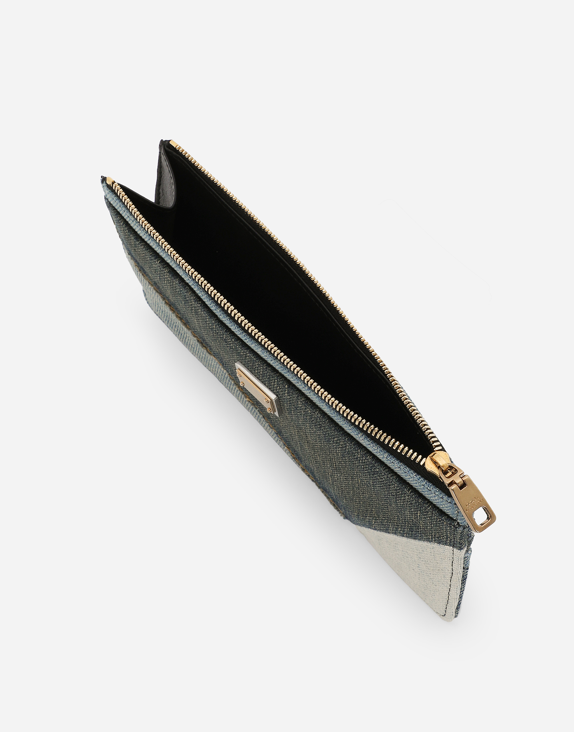 Dolce & Gabbana Logo-plaque Patchwork Wallet In Blue