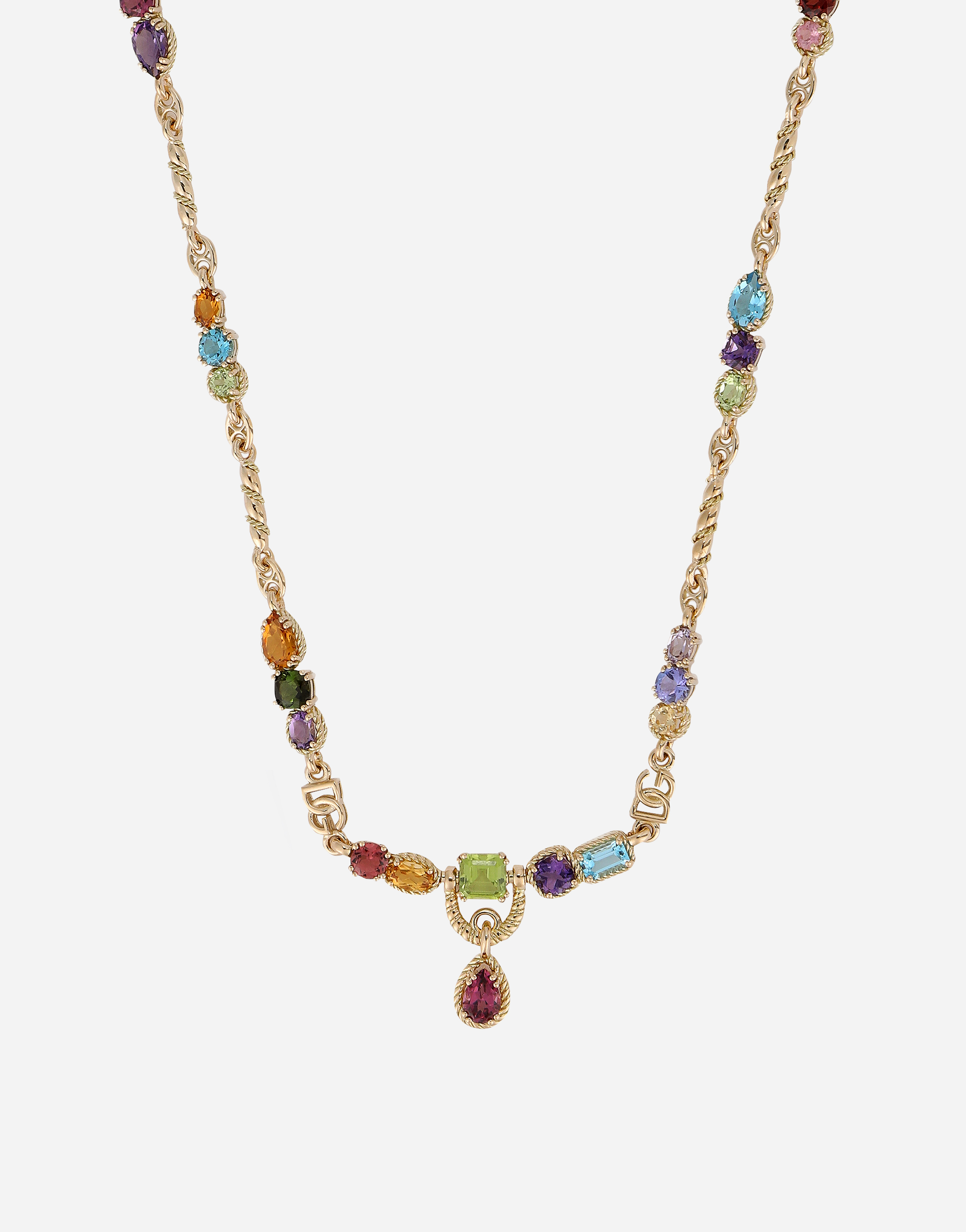 DOLCE & GABBANA 18KT YELLOW GOLD NECKLACE WITH MULTICOLORED FINE GEMSTONES