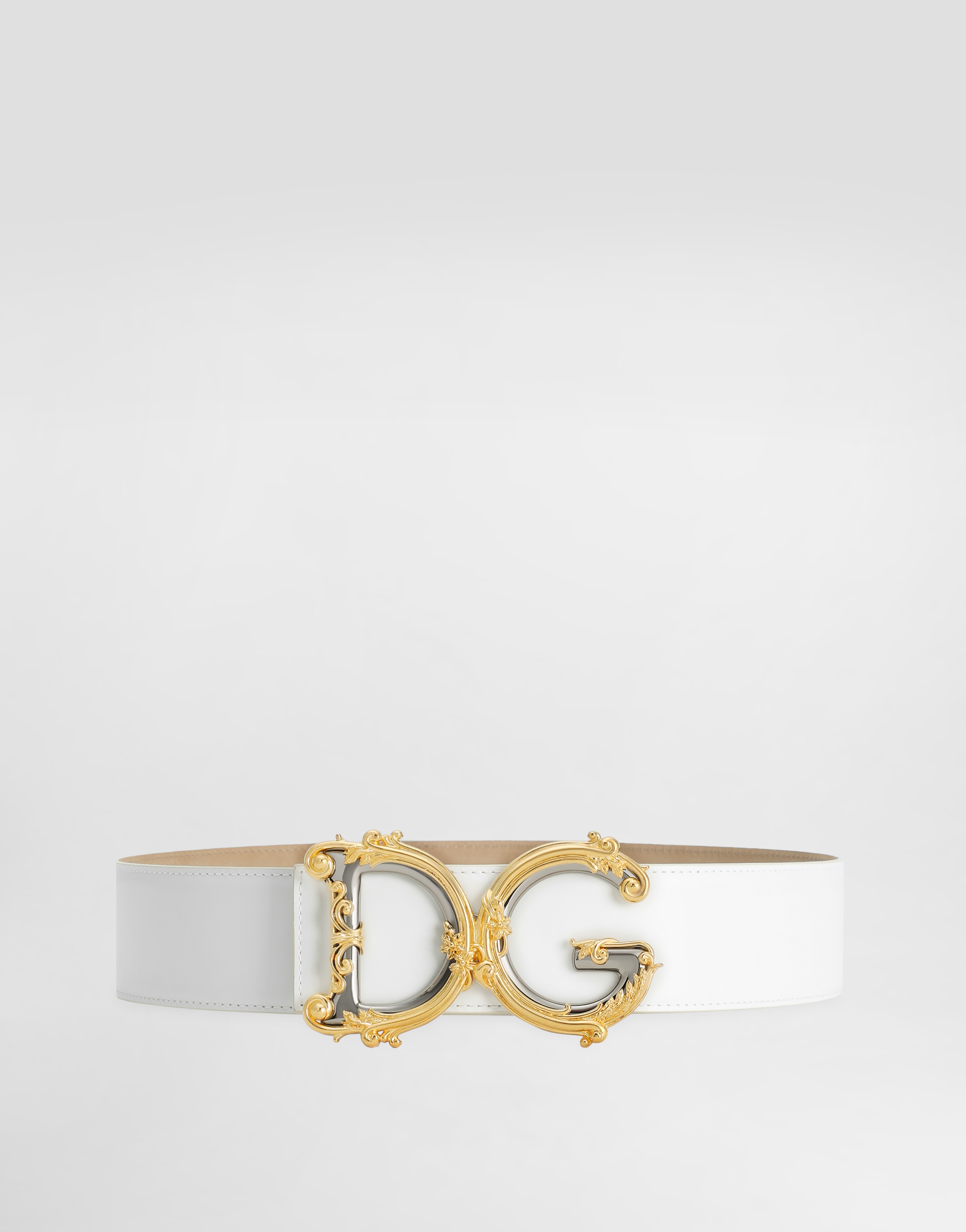 Dolce & Gabbana Calfskin Belt With Logo In White