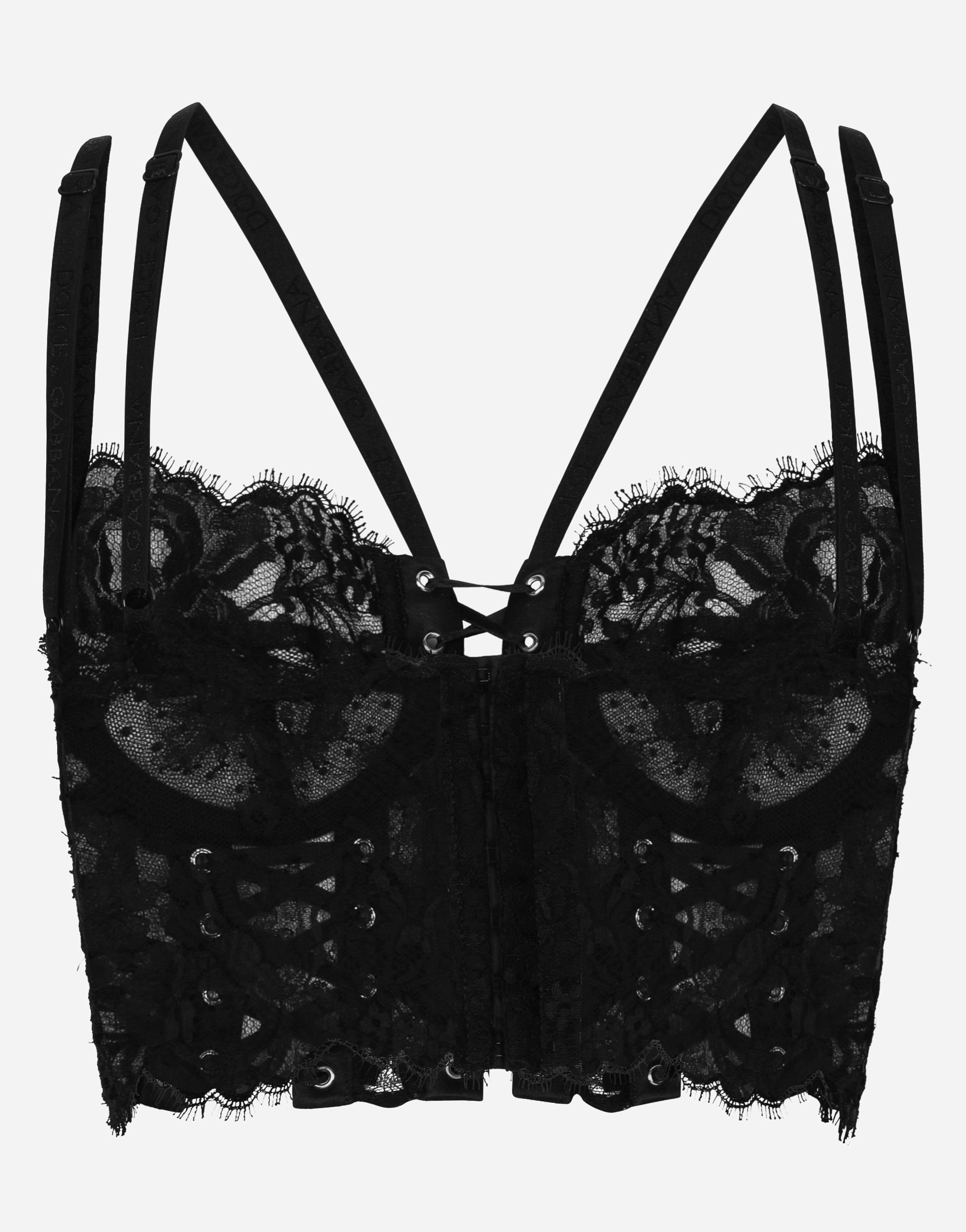 Shop Dolce & Gabbana Lace Lingerie Corset With Straps And Eyelets In Black
