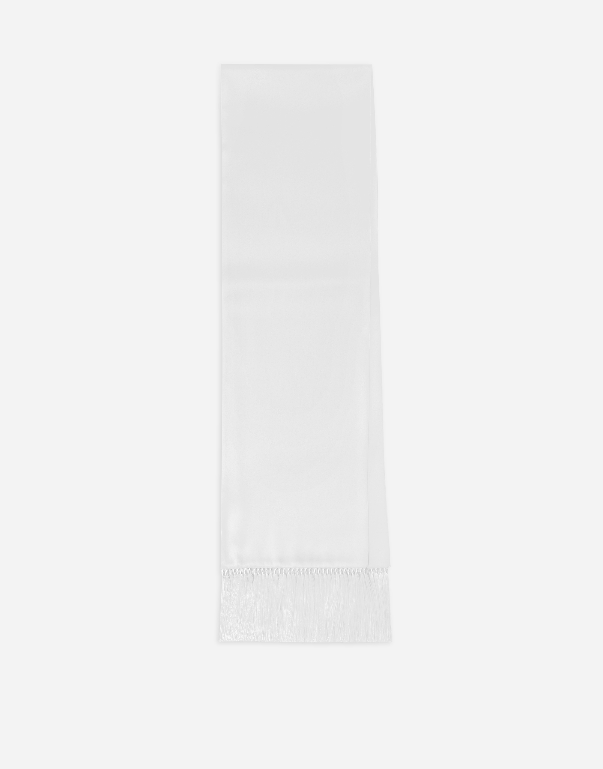 Dolce & Gabbana Silk Satin Scarf With Fringing In White